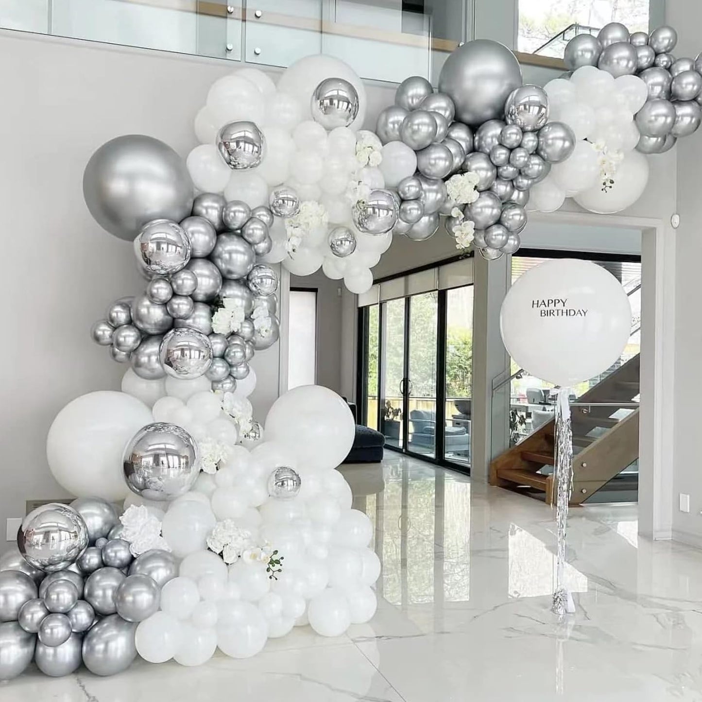 Awenztech Metallic Silver Balloons 12 Inch – 50-Pack Chrome Latex Party Balloons