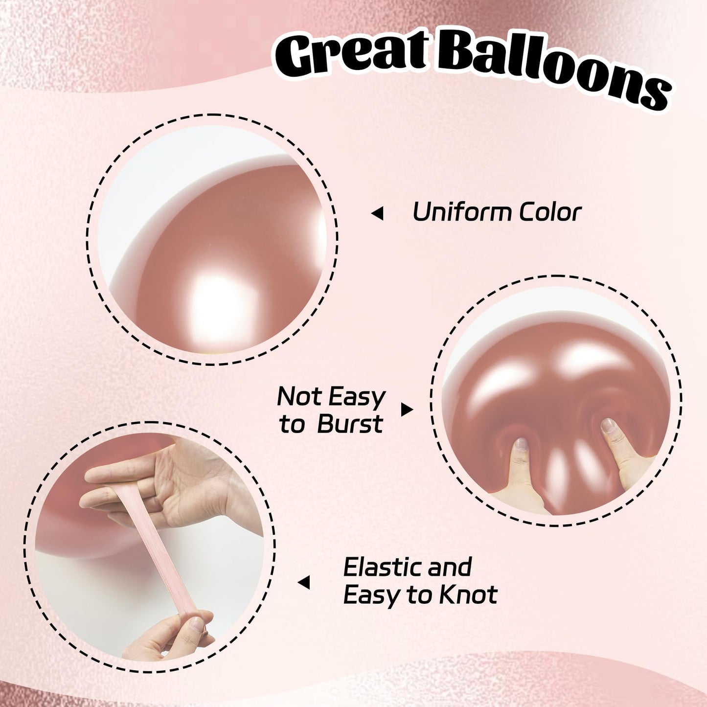 Awenztech 60pcs Rose Gold & Black Balloons Set with Confetti – 12in Party Decor for Weddings, Graduations & More