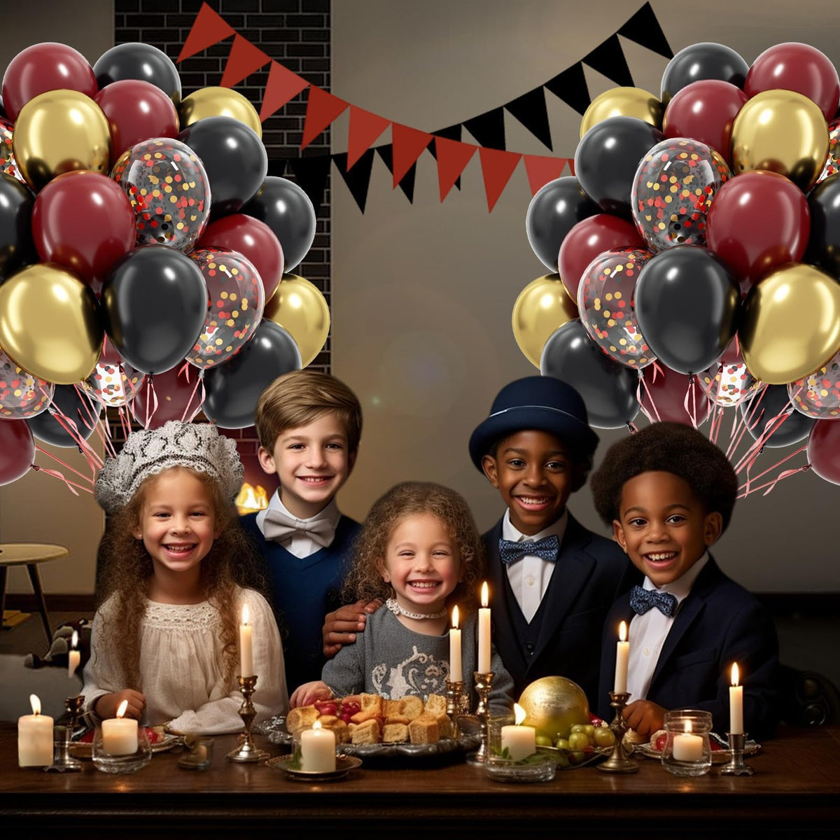 Awenztech 60pcs 12in Black Burgundy and Gold Confetti Balloons – Maroon Party Decor