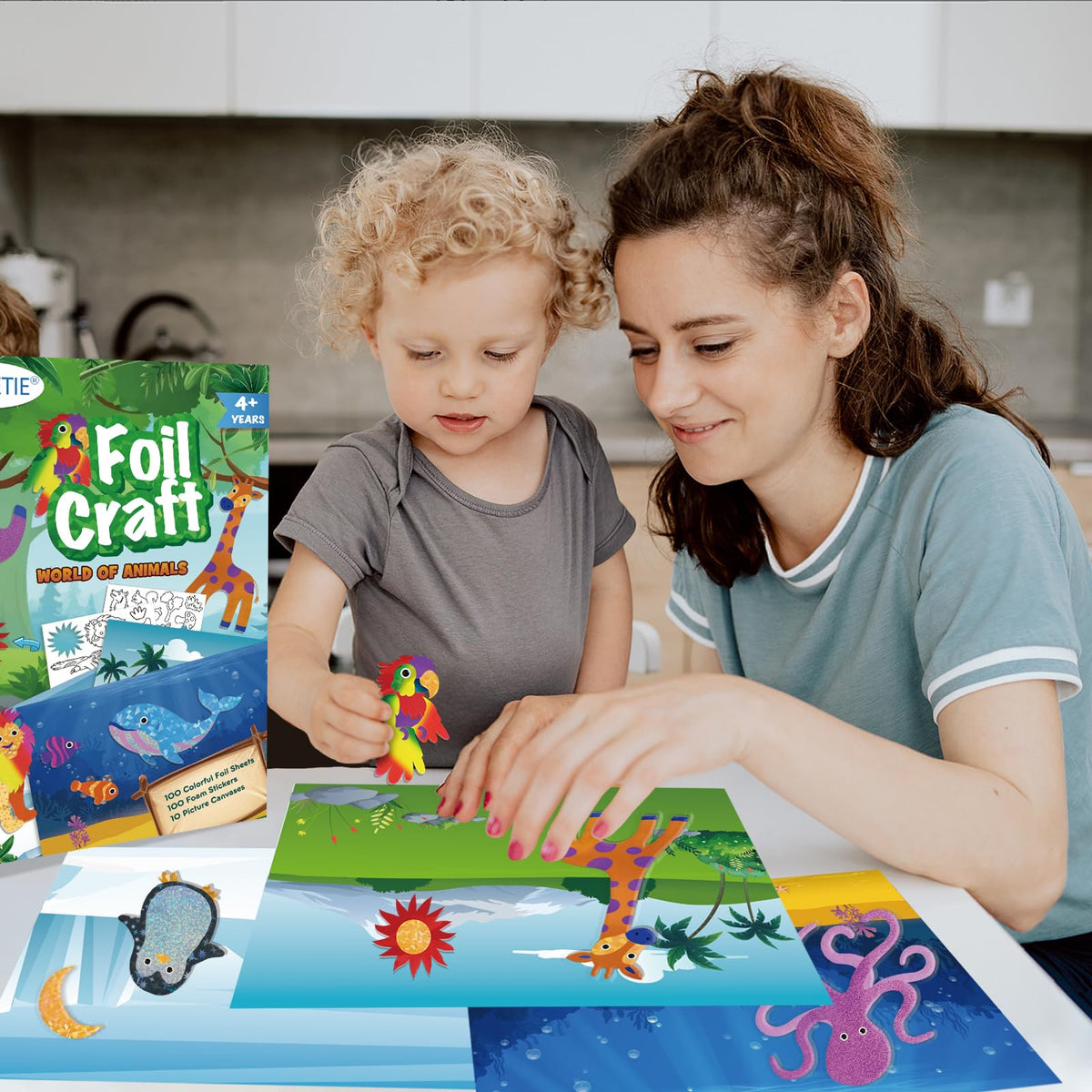 AWHETIE Animals Foil Craft for Kids – Mess-Free Art Kit for Ages 4–9