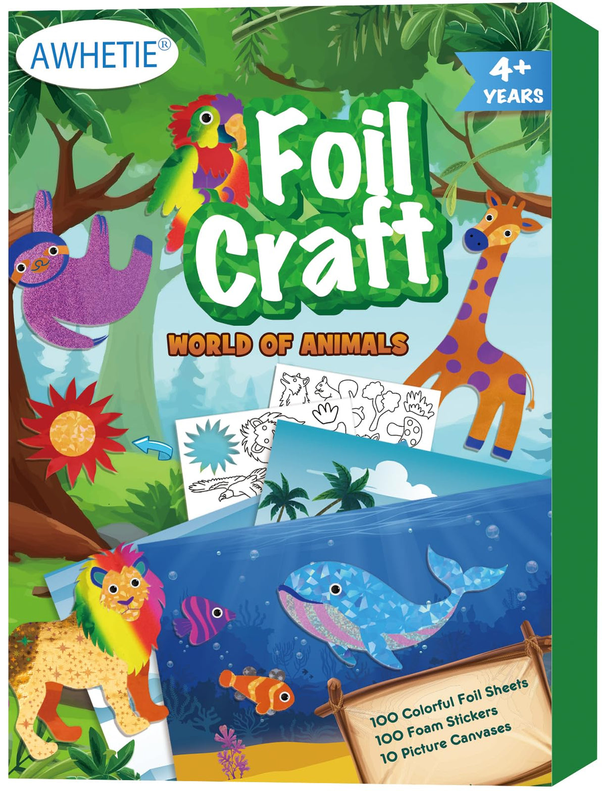 AWHETIE Animals Foil Craft for Kids – Mess-Free Art Kit for Ages 4–9