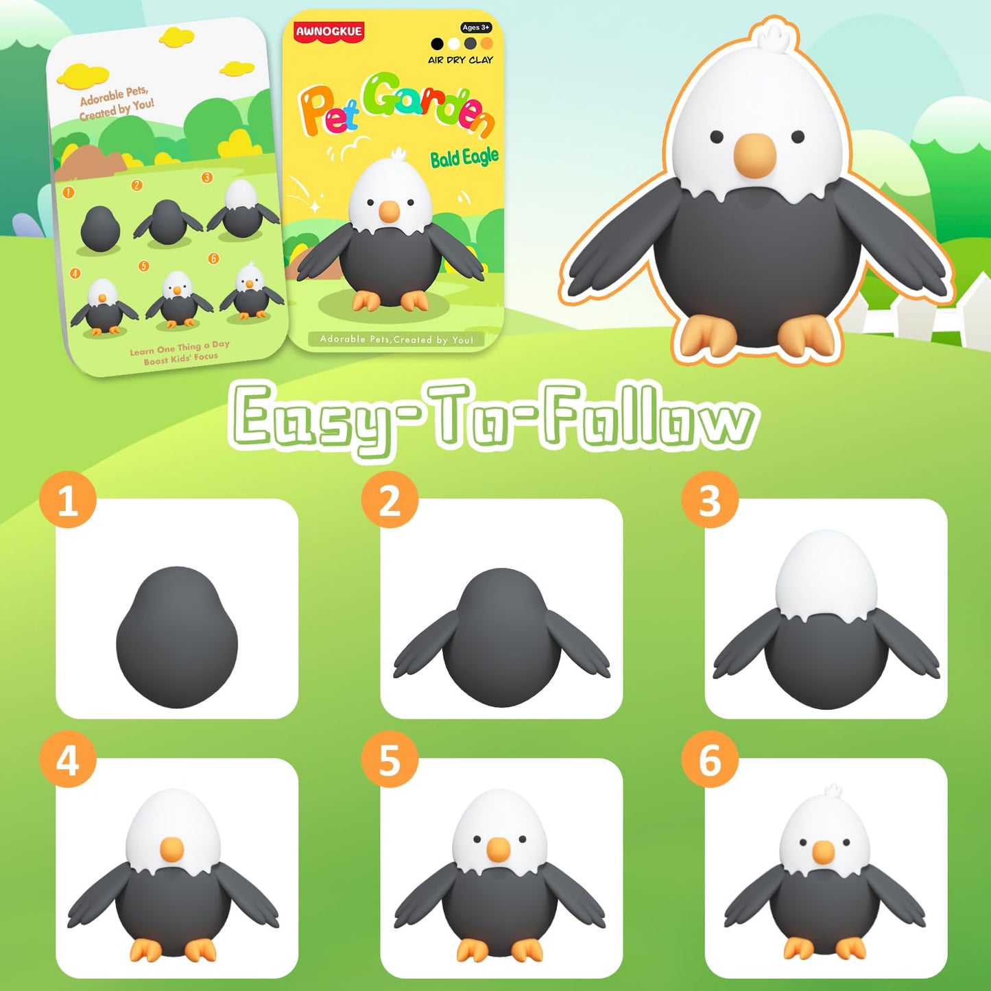 AWNOGKUE Air Dry Clay Kit for Kids – 12-Box Set + 5 Tools, Non-Toxic