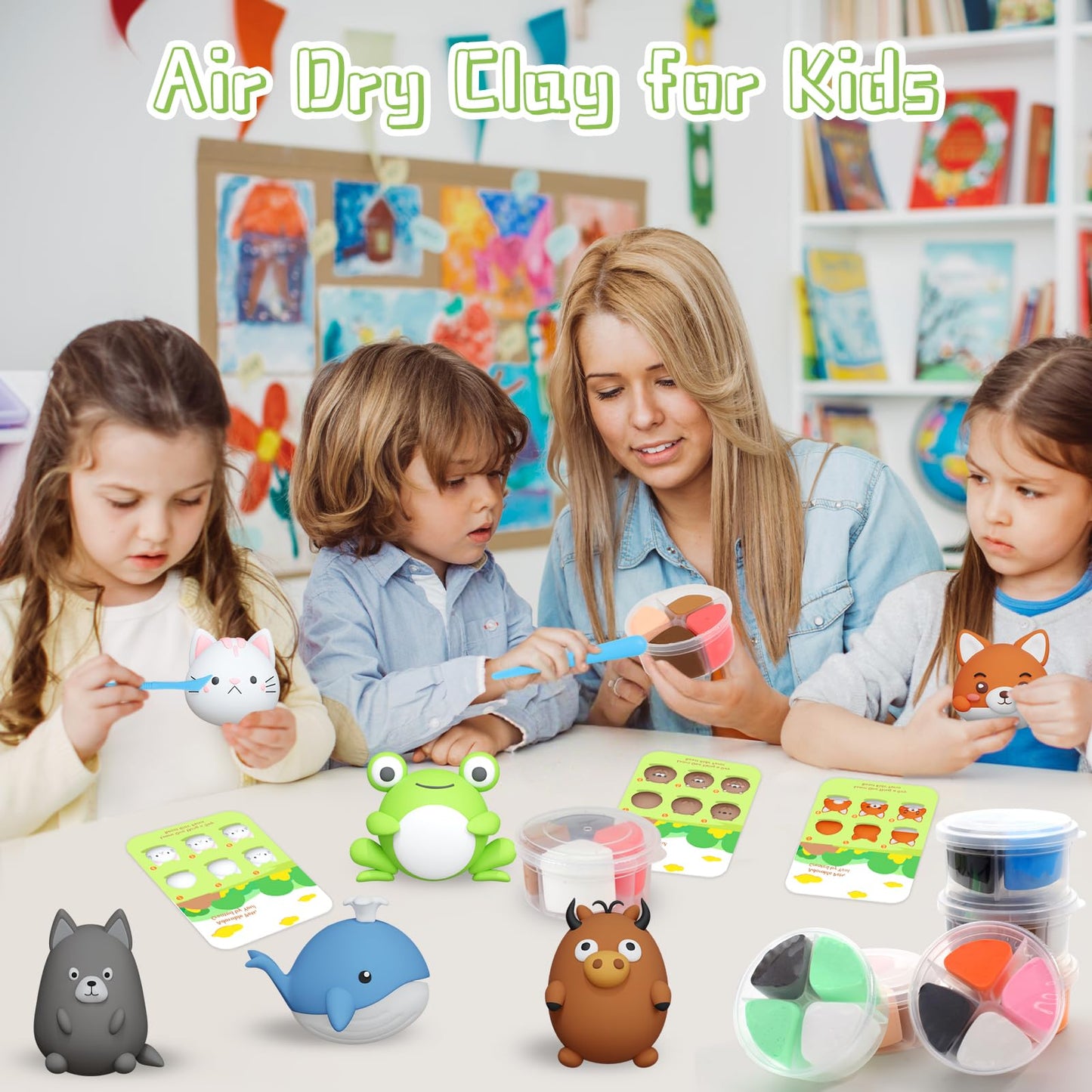 AWNOGKUE Air Dry Clay Kit for Kids – 12-Box Set + 5 Tools, Non-Toxic