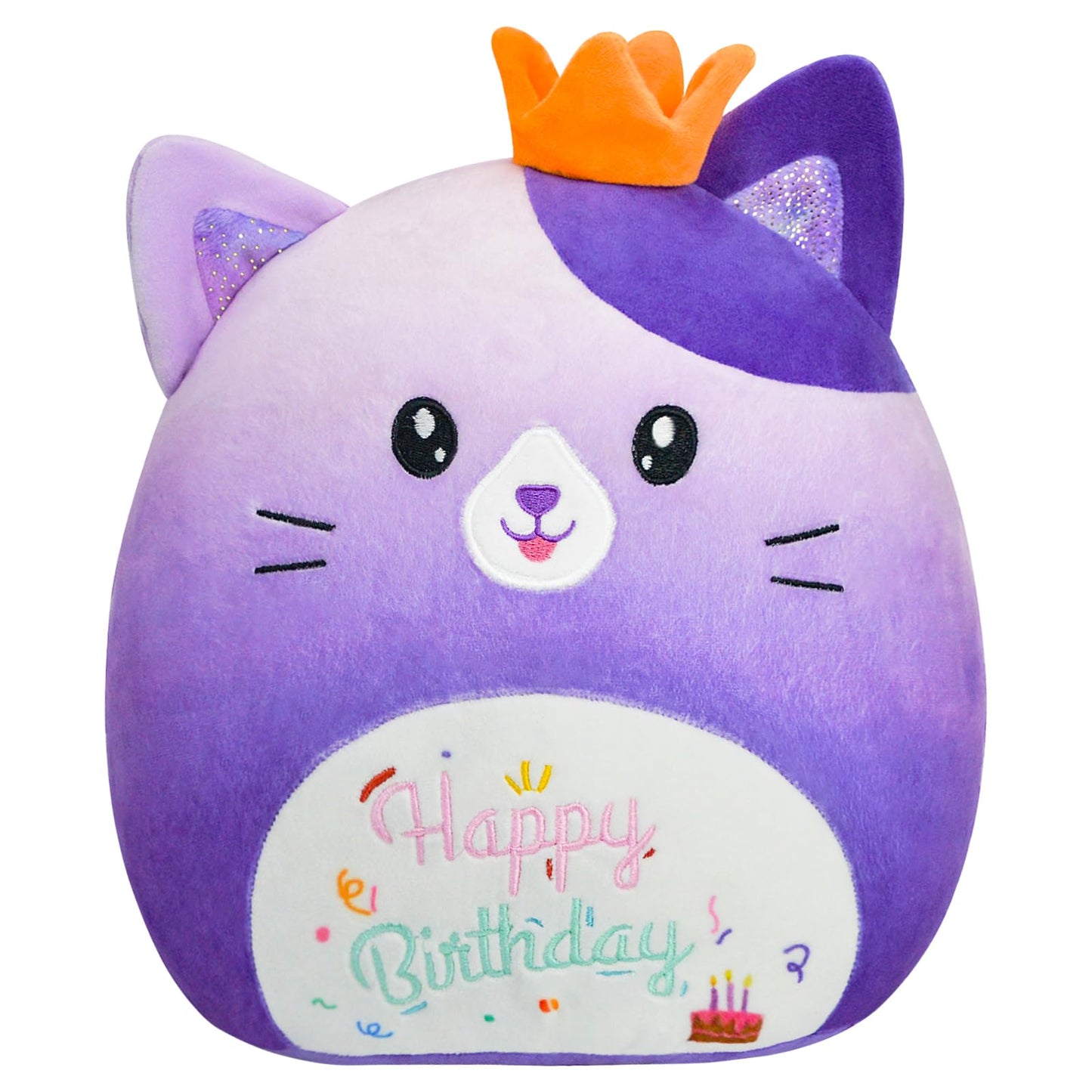 AWNOGKUE 14-Inch Gradient Purple Cat Plush – Soft Pillow & Birthday Gift for Kids