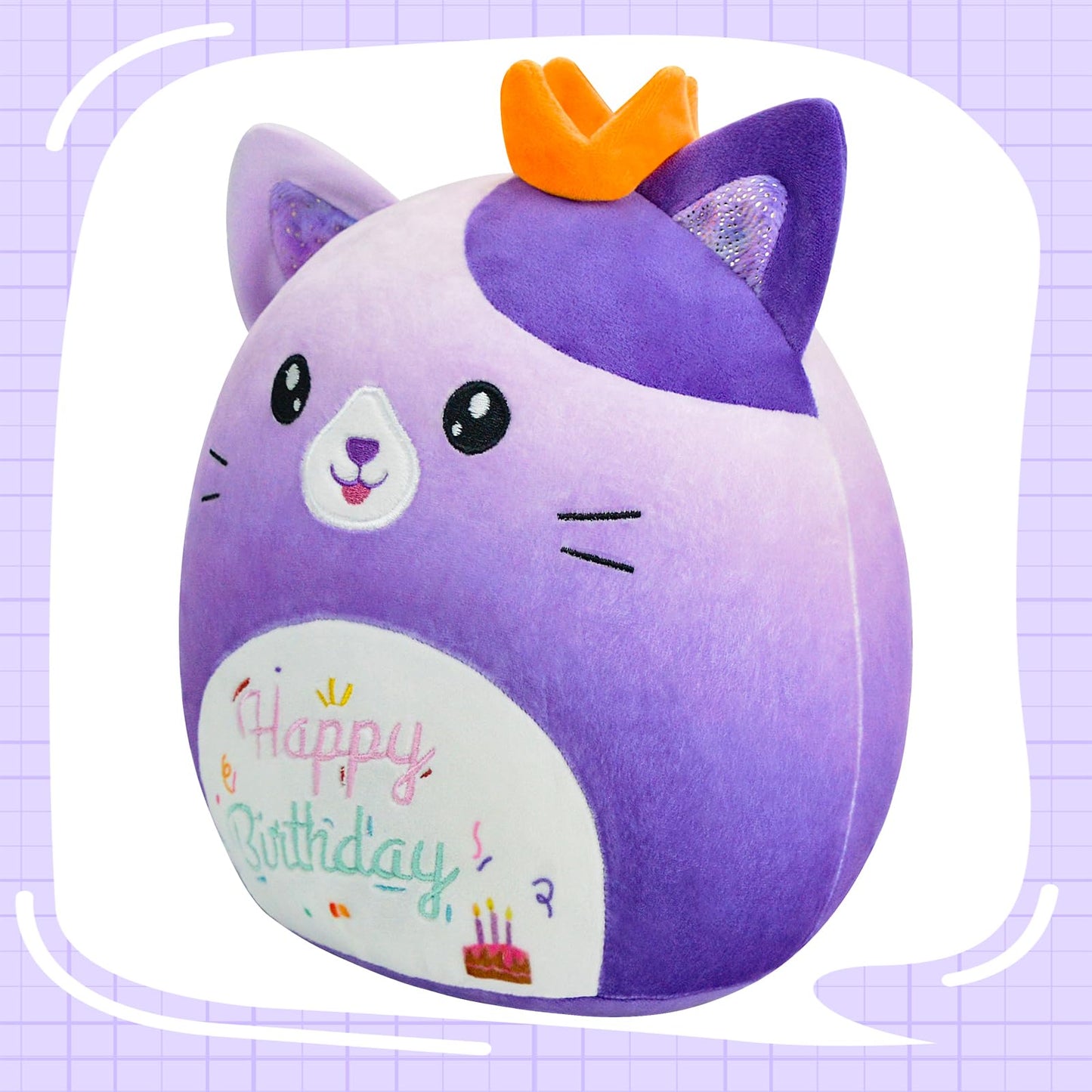 AWNOGKUE 14-Inch Gradient Purple Cat Plush – Soft Pillow & Birthday Gift for Kids
