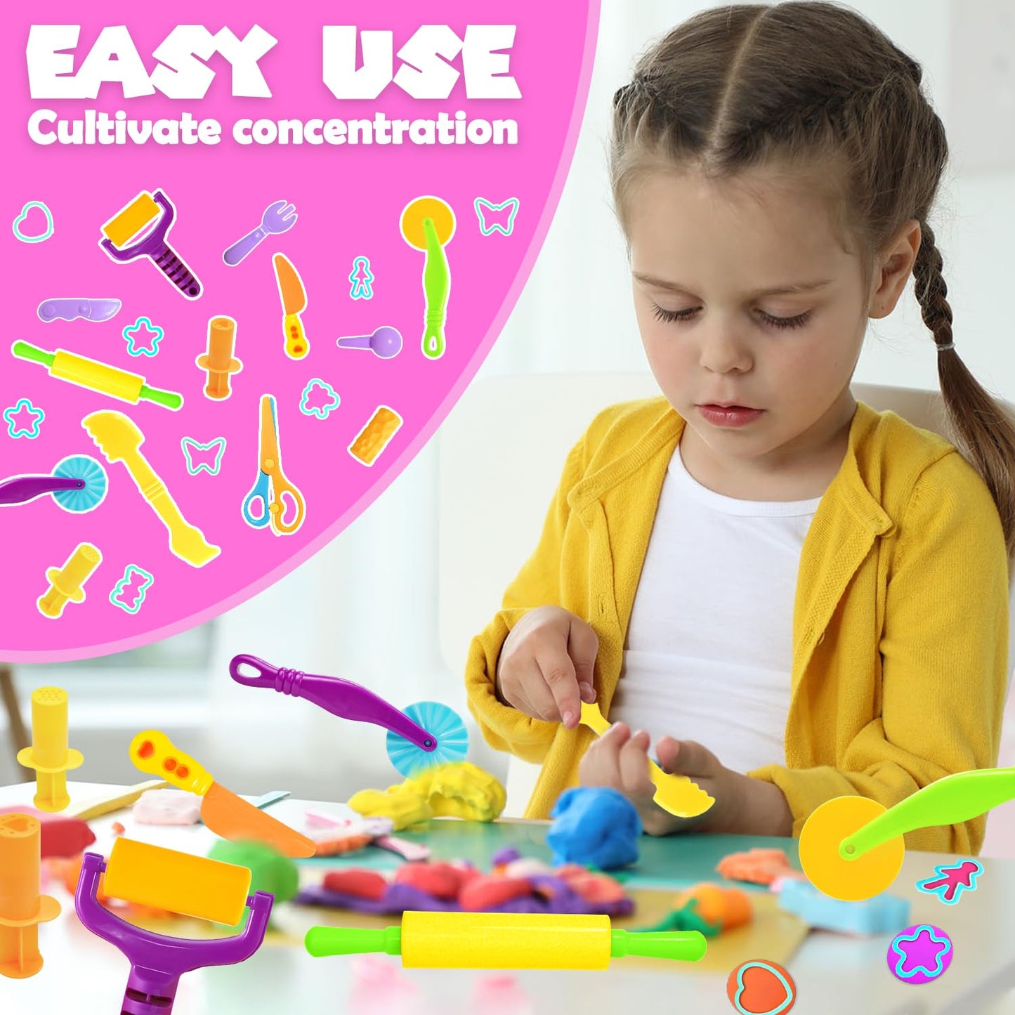 AWNOGKUE Playdough Tools Set — 18 Pcs for Kids Aged 4-8 | Creative Play Accessories