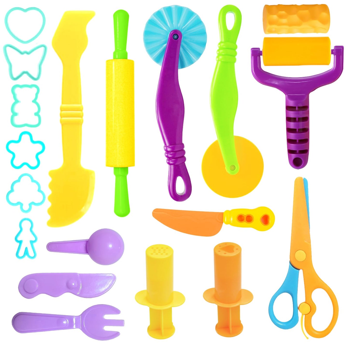 AWNOGKUE Playdough Tools Set — 18 Pcs for Kids Aged 4-8 | Creative Play Accessories