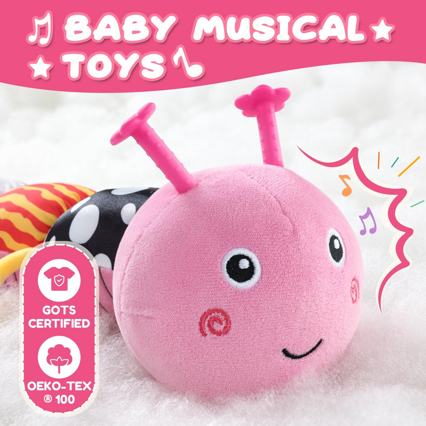 AWOTOY 6-in-1 Musical Caterpillar Baby Toy for Newborns to 12 Months