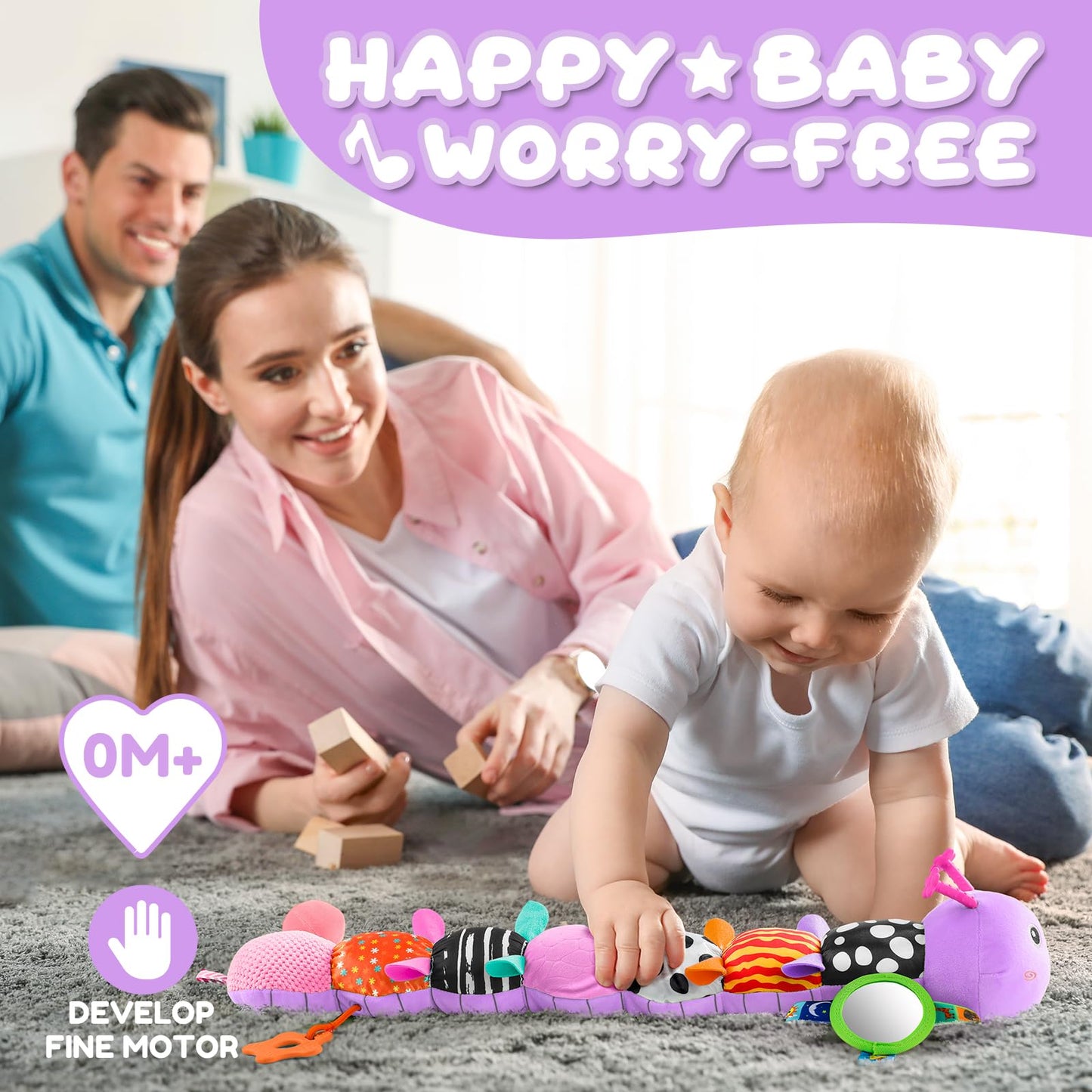 AWOTOY 6-in-1 Musical Caterpillar Plush | Baby Toys 0-12 Months