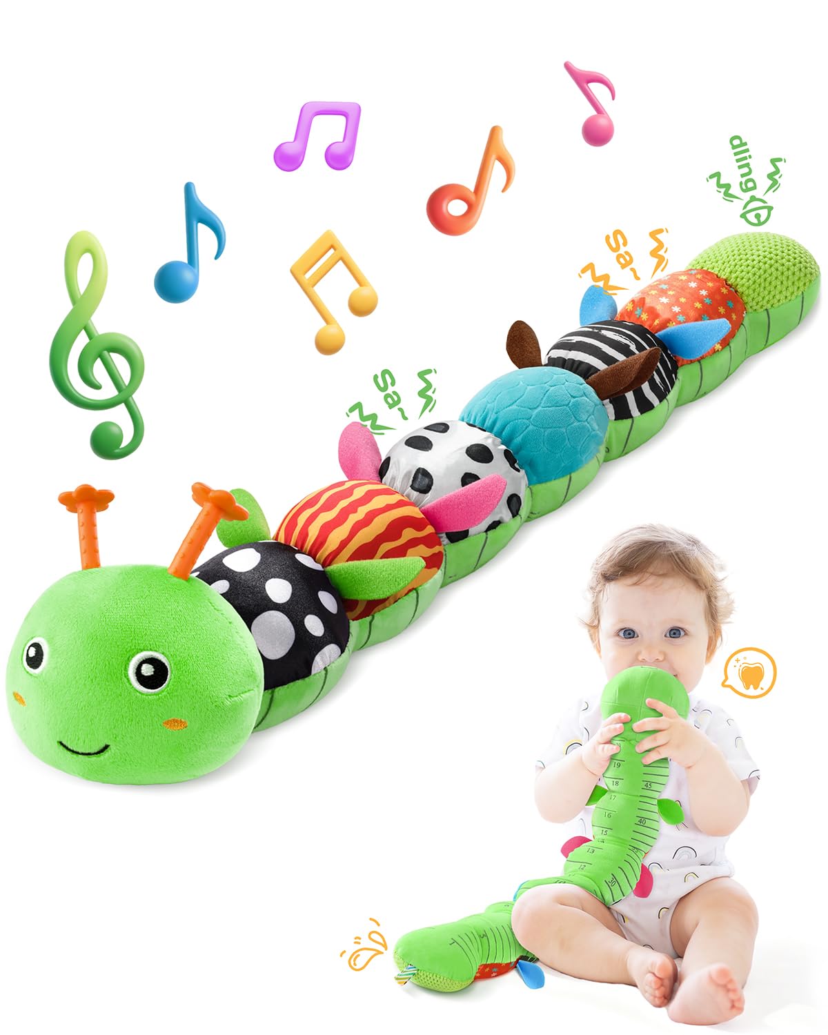 AWOTOY 6-in-1 Baby Toys: Music Caterpillar for 6-12 Months