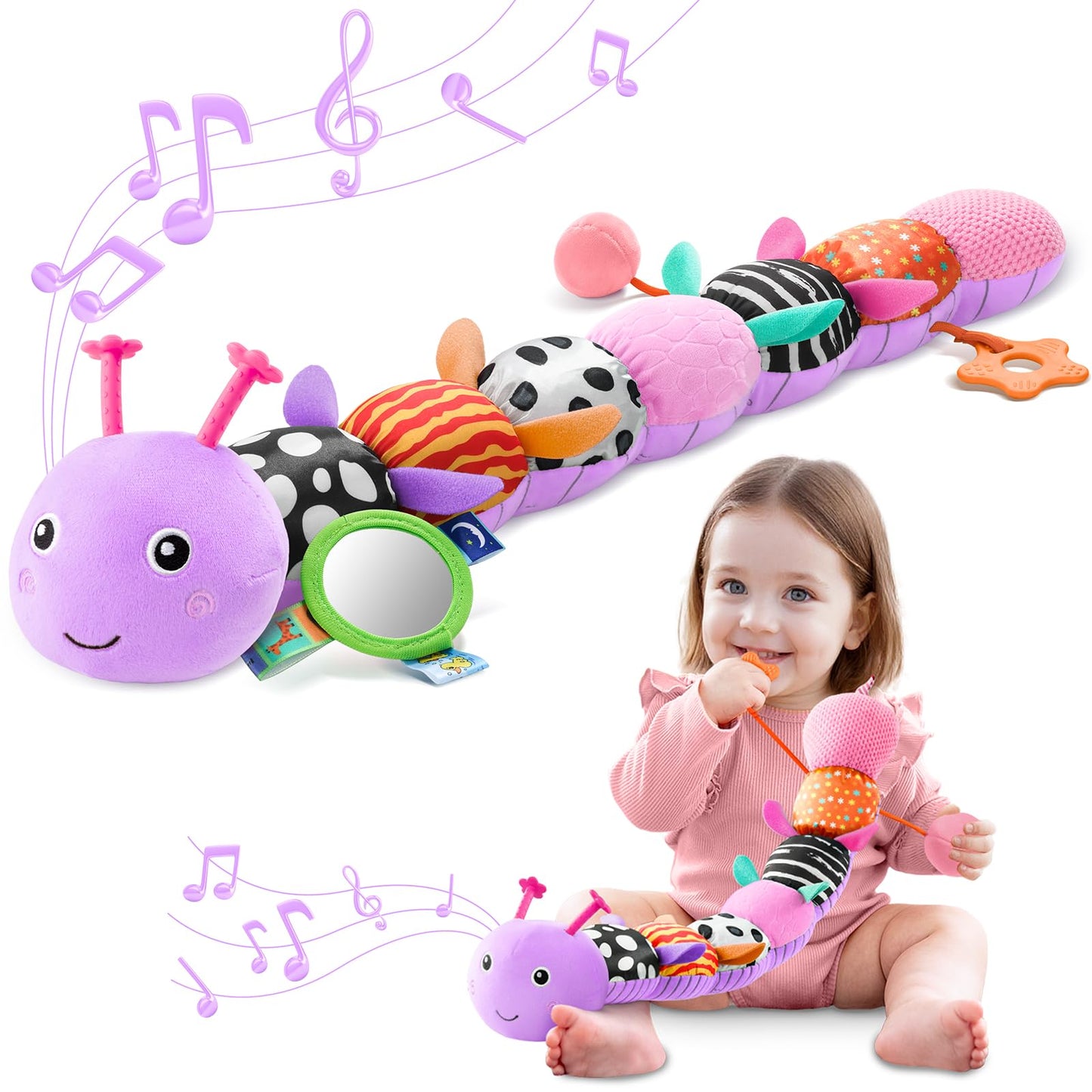 AWOTOY 6-in-1 Musical Caterpillar Plush | Baby Toys 0-12 Months