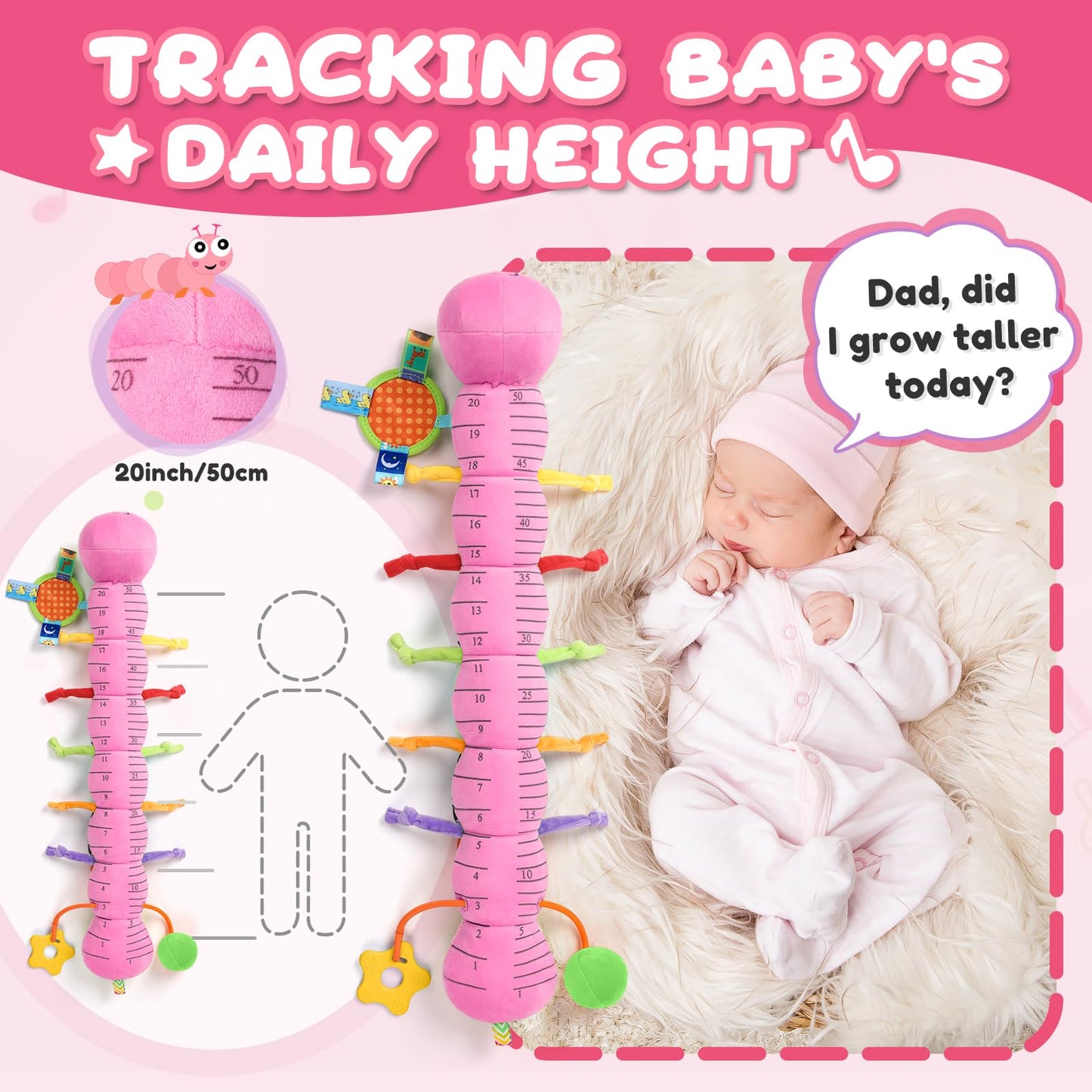 AWOTOY 6-in-1 Musical Caterpillar Baby Toy for Newborns to 12 Months