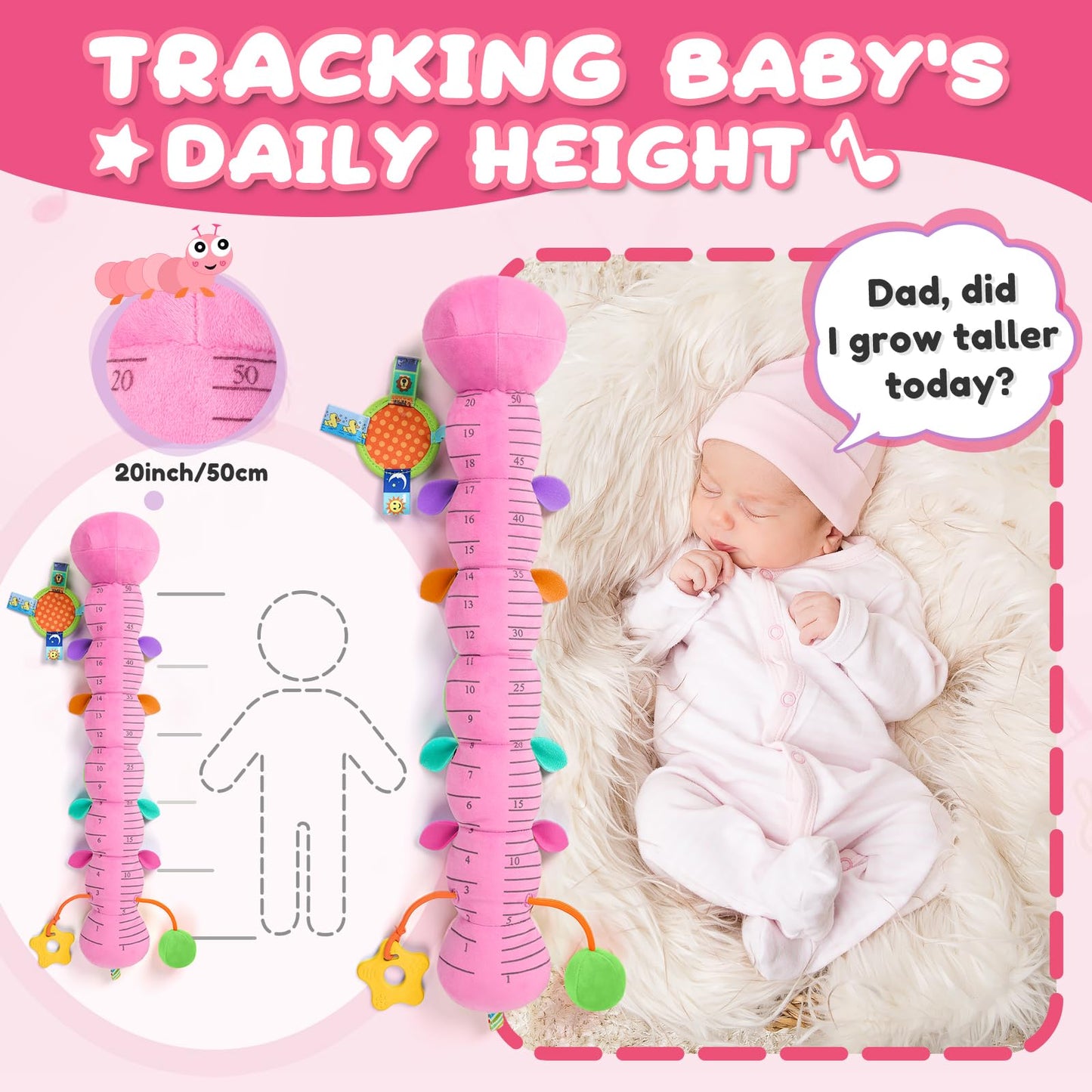 AWOTOY 6-in-1 Musical Caterpillar Plush Toy for Newborns to 12 Months – Tummy Time & Sensory Play