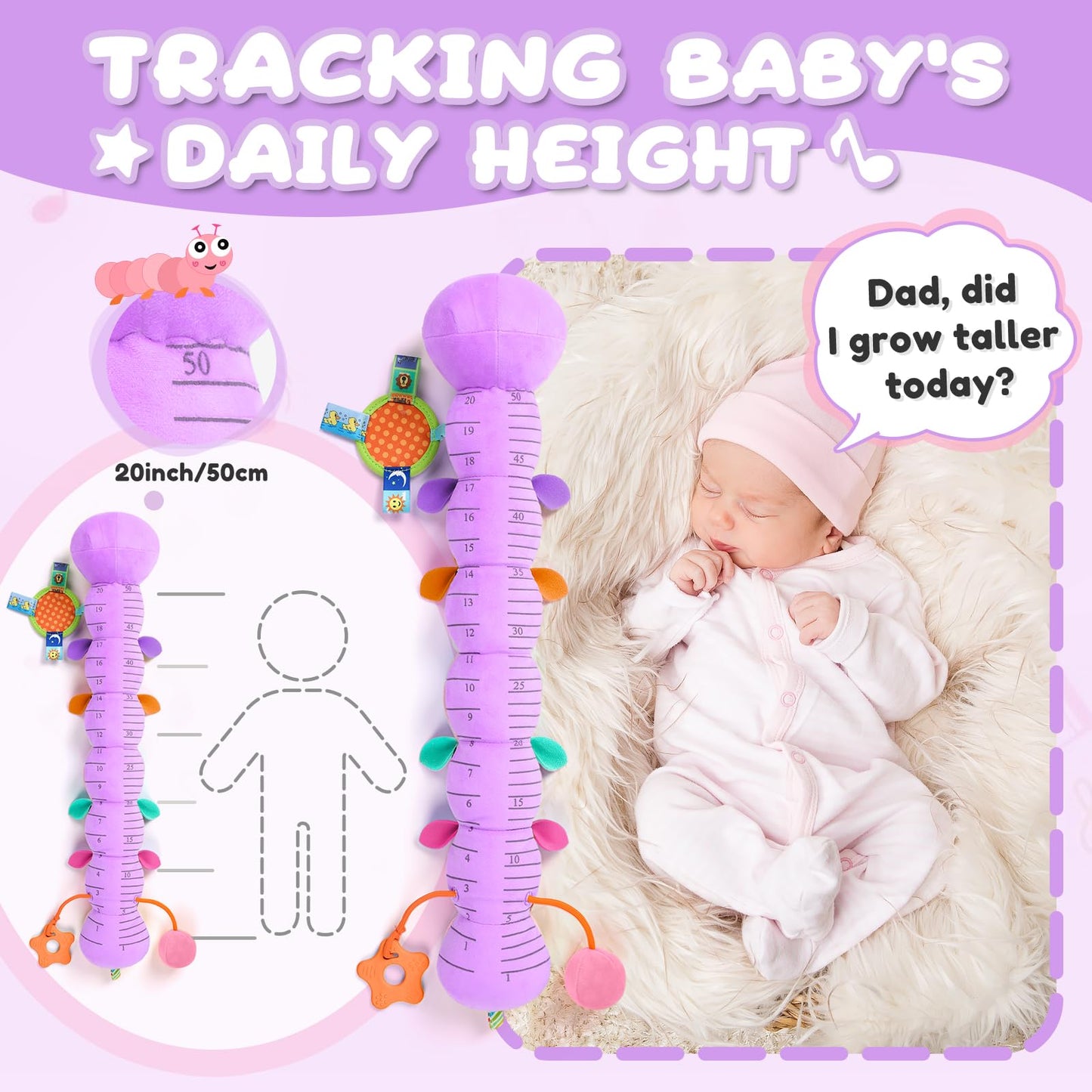 AWOTOY 6-in-1 Musical Caterpillar Plush | Baby Toys 0-12 Months