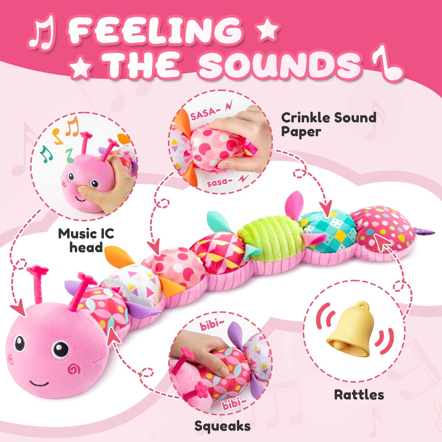 AWOTOY Baby Caterpillar: Multisensory Musical Toy for 0-12 Months