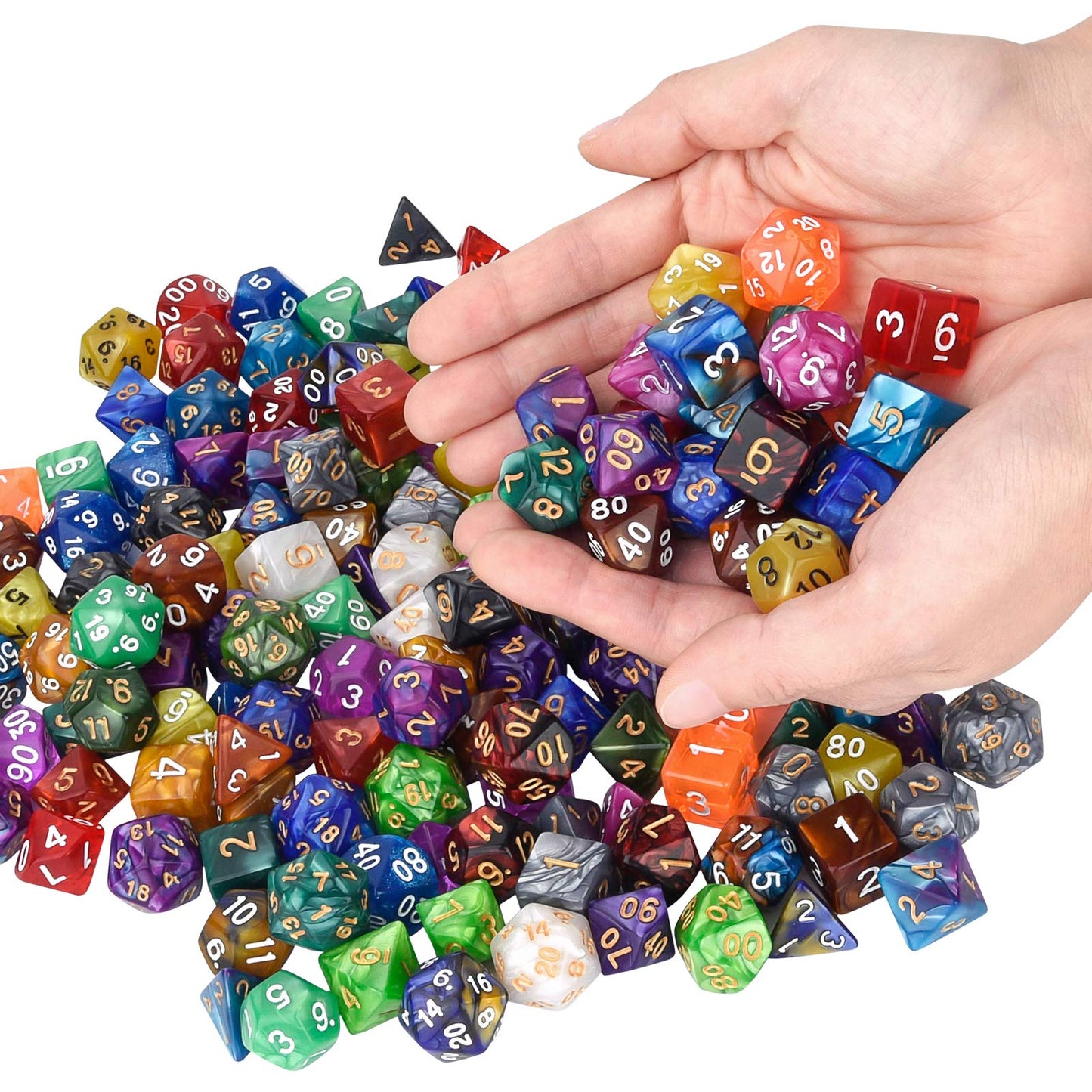 Awpeye DND Double-Colors Polyhedron Dice Set – 25 Colorful Sets with Flannel Bag (175 Pieces)