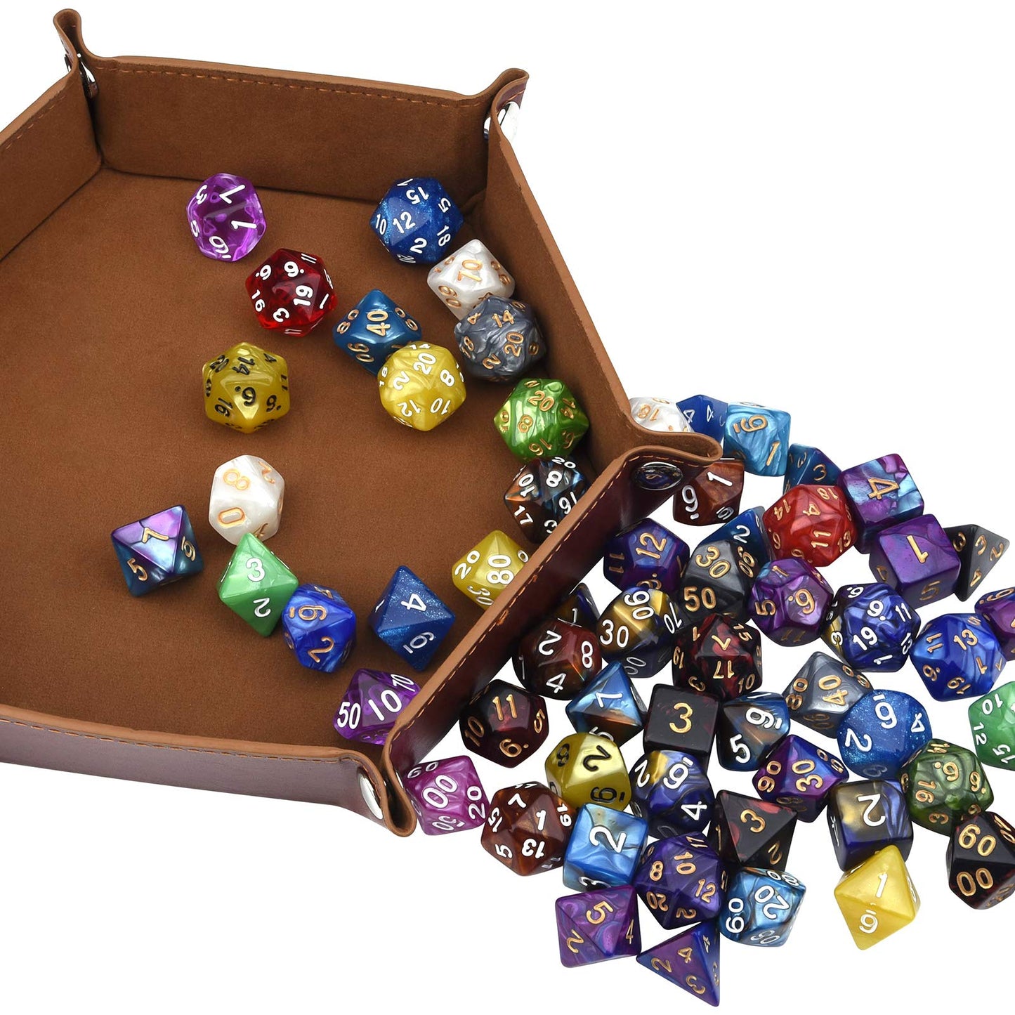 Awpeye DND Double-Colors Polyhedron Dice Set – 25 Colorful Sets with Flannel Bag (175 Pieces)