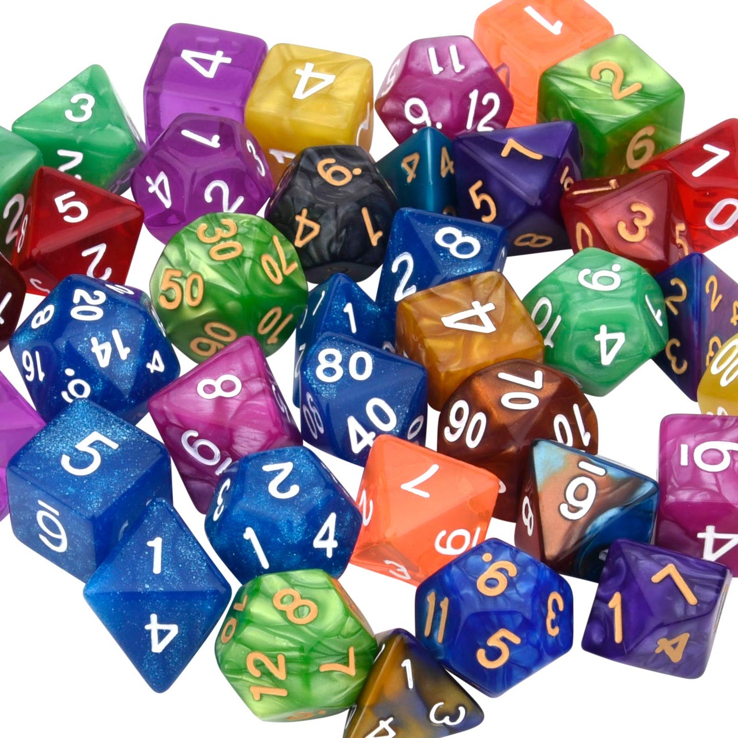 Awpeye DND Double-Colors Polyhedron Dice Set – 25 Colorful Sets with Flannel Bag (175 Pieces)