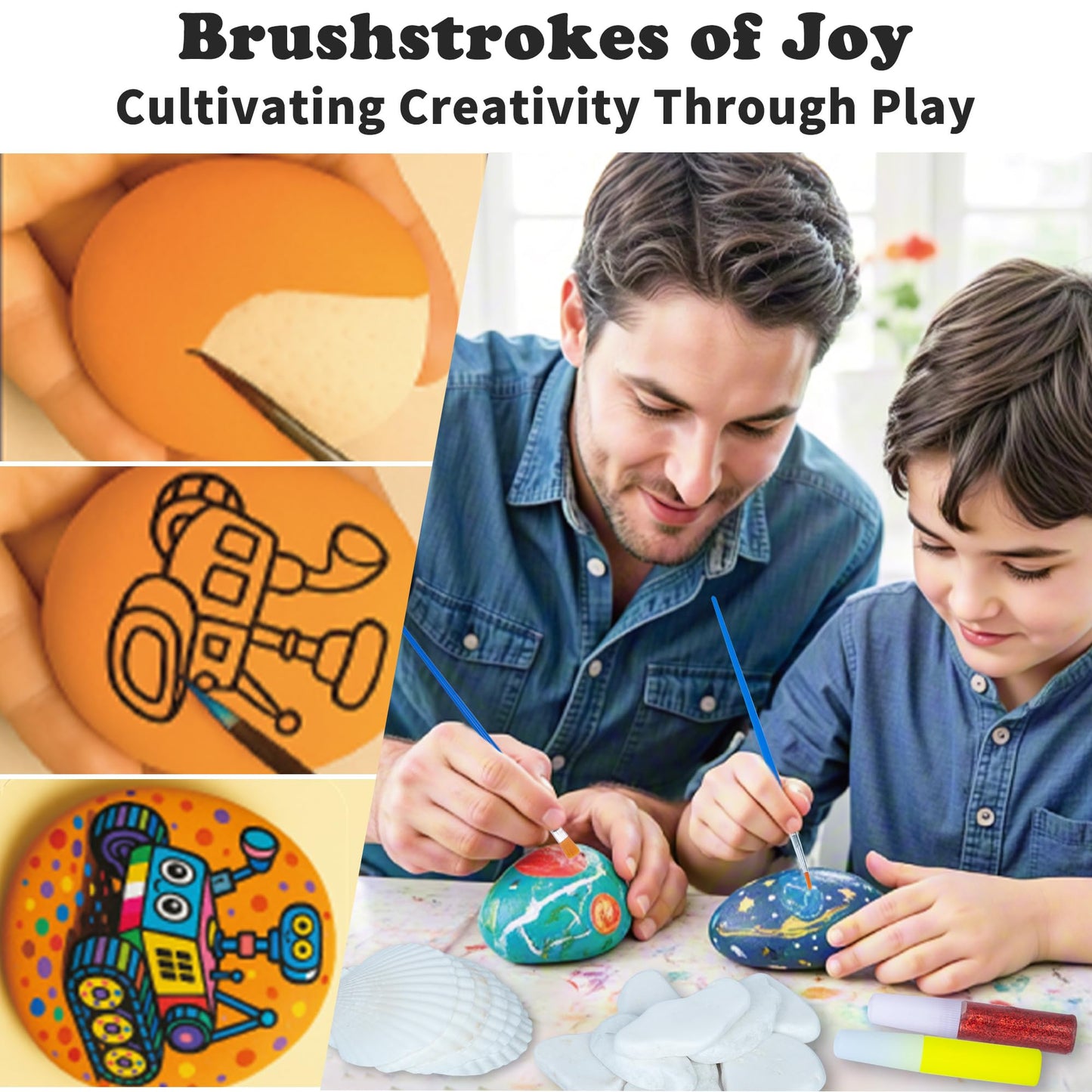 Awsoo Glow-in-the-Dark Rock & Shell Painting Kit for Kids — Creative Arts & Crafts Set