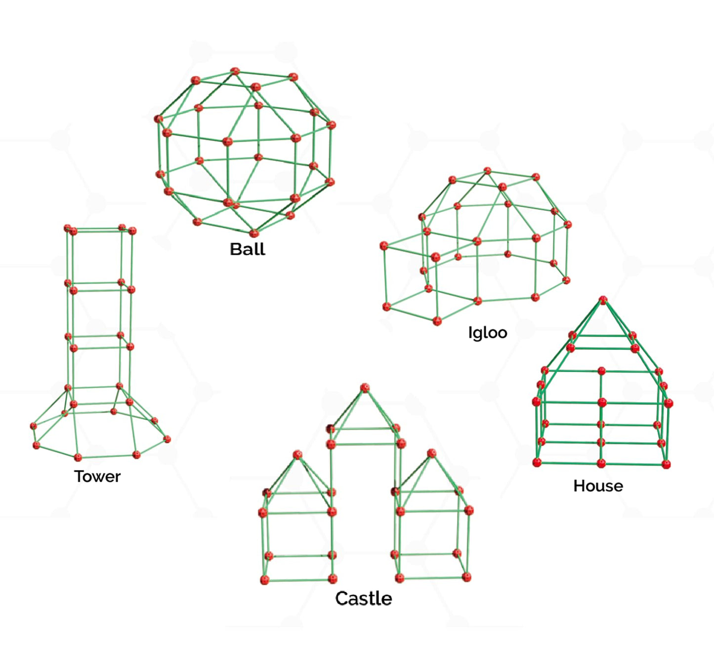 Awsoo Fort Building Kit for Kids – Glow-in-the-Dark STEM Construction Toy, 52 Poles & 24 Connectors