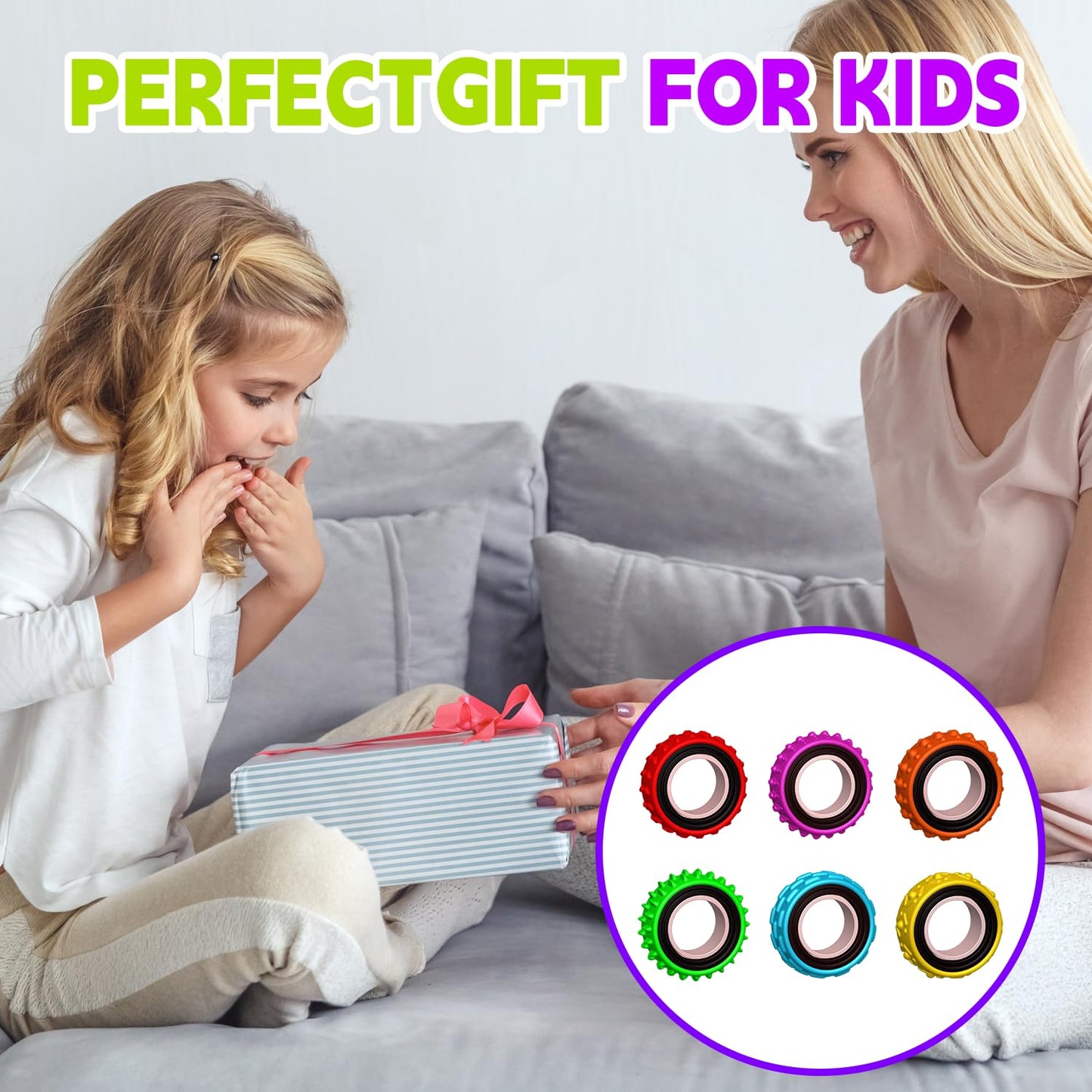 AWTUMZQ Fidget Rings — 36-Pack Sensory Rings for Anxiety and Focus | Quiet, Textured Stress Relief
