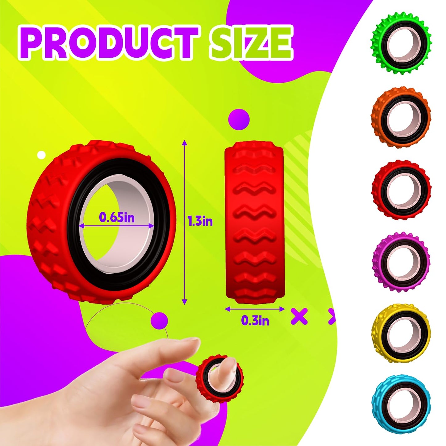 AWTUMZQ Fidget Rings — 36-Pack Sensory Rings for Anxiety and Focus | Quiet, Textured Stress Relief