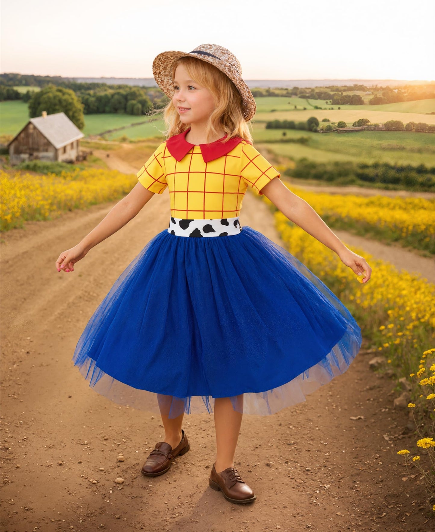 Axaxa Jessie Cowgirl Costume Dress for Girls - 6Y Halloween Party Princess Outfit