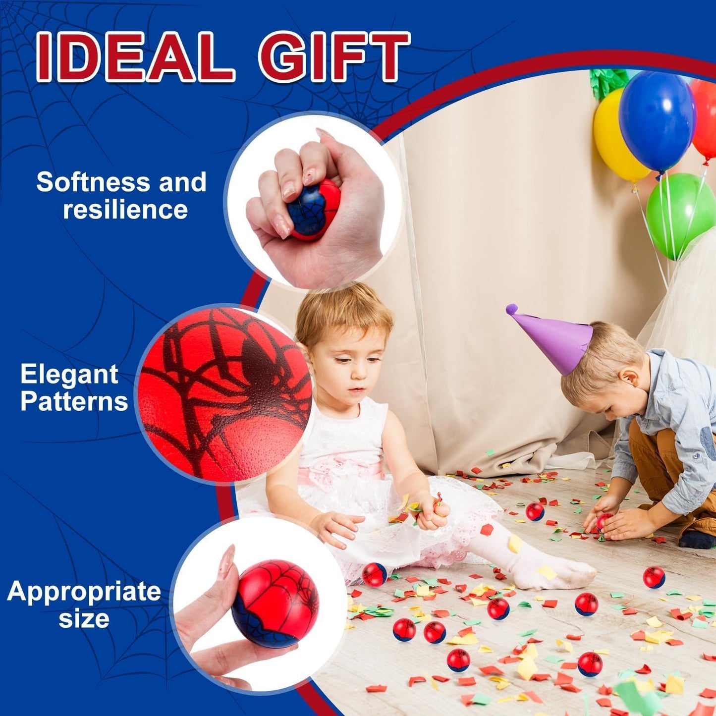 AXBMM 24 Pcs Spider Stress Balls – 1.57in Fidget Toys for Parties & Classrooms