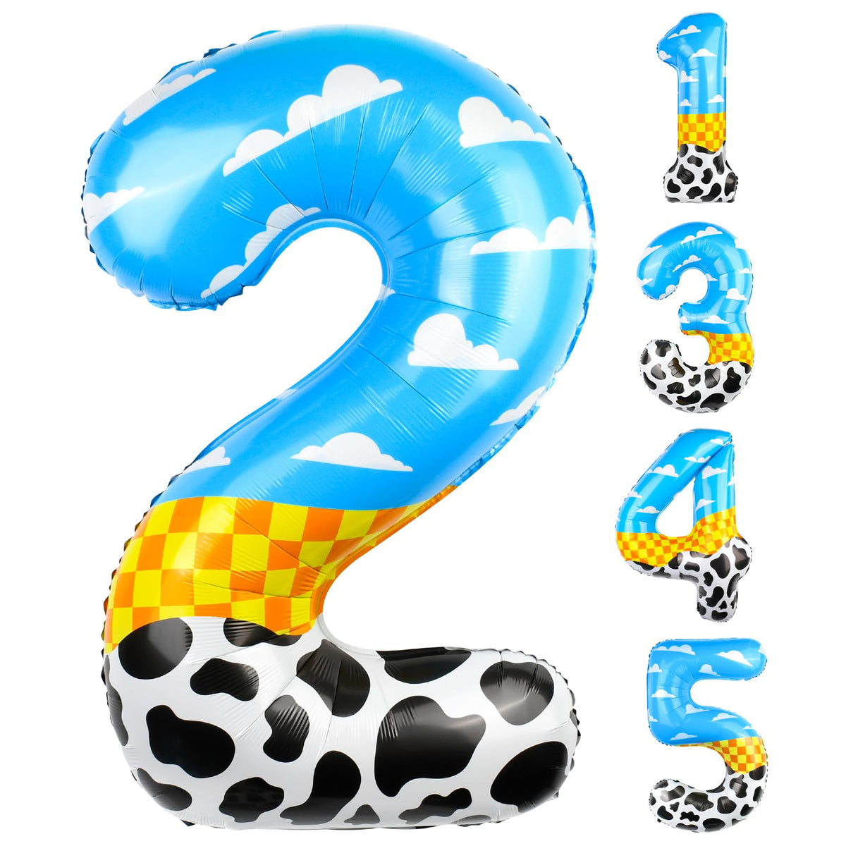 AXBMM 40-Inch Number 2 Balloon – Blue Clouds Farm Theme Balloon for Birthday Garland & Arch Kit