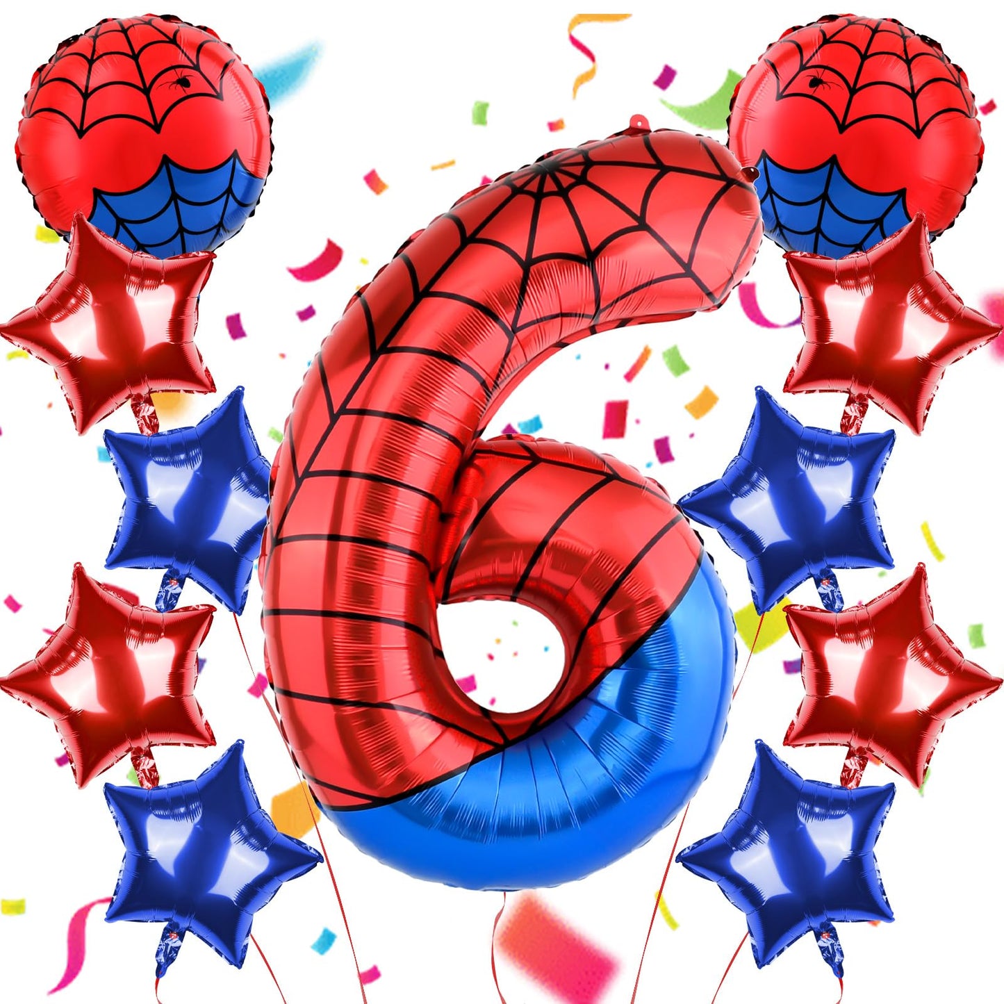 AXBMM 40 Inch Spider Theme Number Balloon – 6 Foil Balloon for 6th Birthday Party