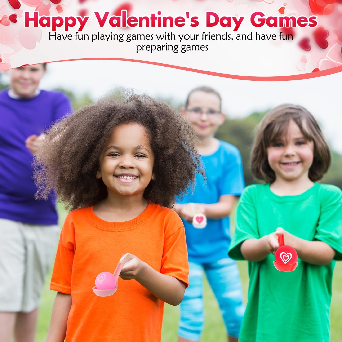 AXBMM 30-Pack Valentine Spoon Relay Set – Heart Ball & Spoon Race Game for Valentine’s Day