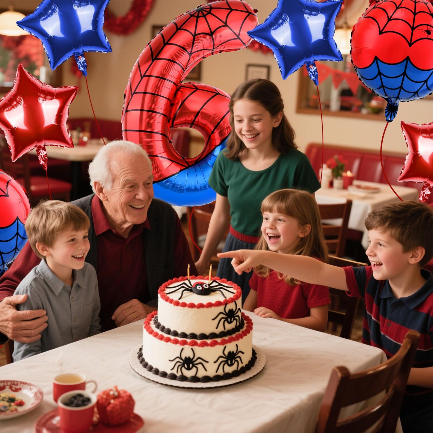 AXBMM 40 Inch Spider Theme Number Balloon – 6 Foil Balloon for 6th Birthday Party