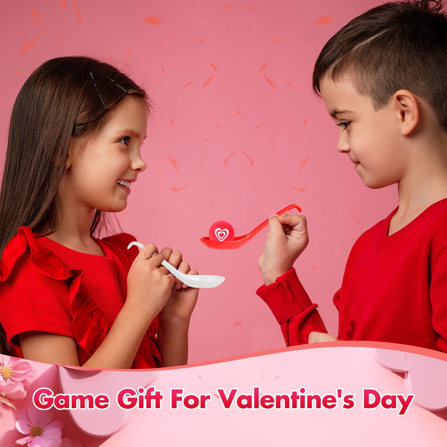 AXBMM 30-Pack Valentine Spoon Relay Set – Heart Ball & Spoon Race Game for Valentine’s Day