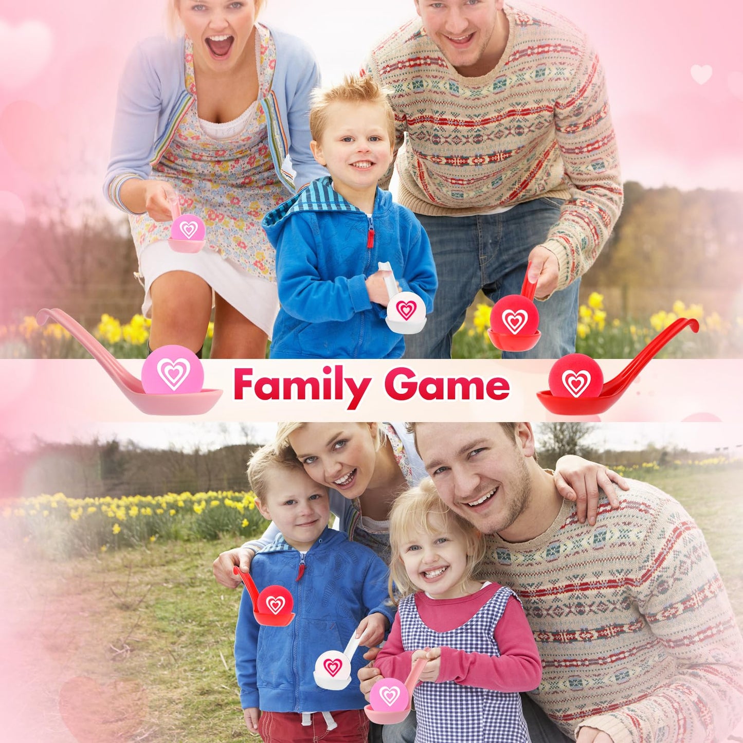 AXBMM 30-Pack Valentine Spoon Relay Set – Heart Ball & Spoon Race Game for Valentine’s Day
