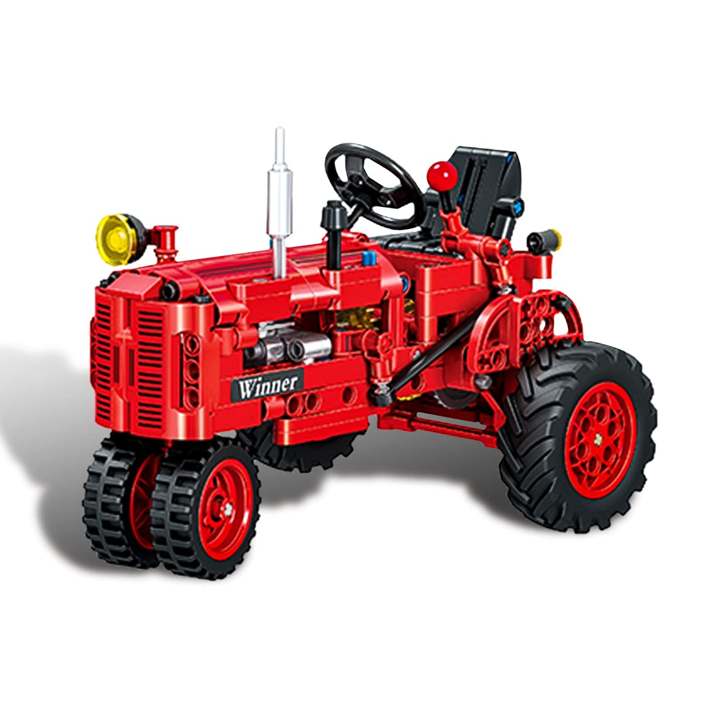 A XINAO TOYS Classic Tractor Farm Toy 1/12 — 302-Piece Red Tractor Building Set with Shifting and Steering Structures