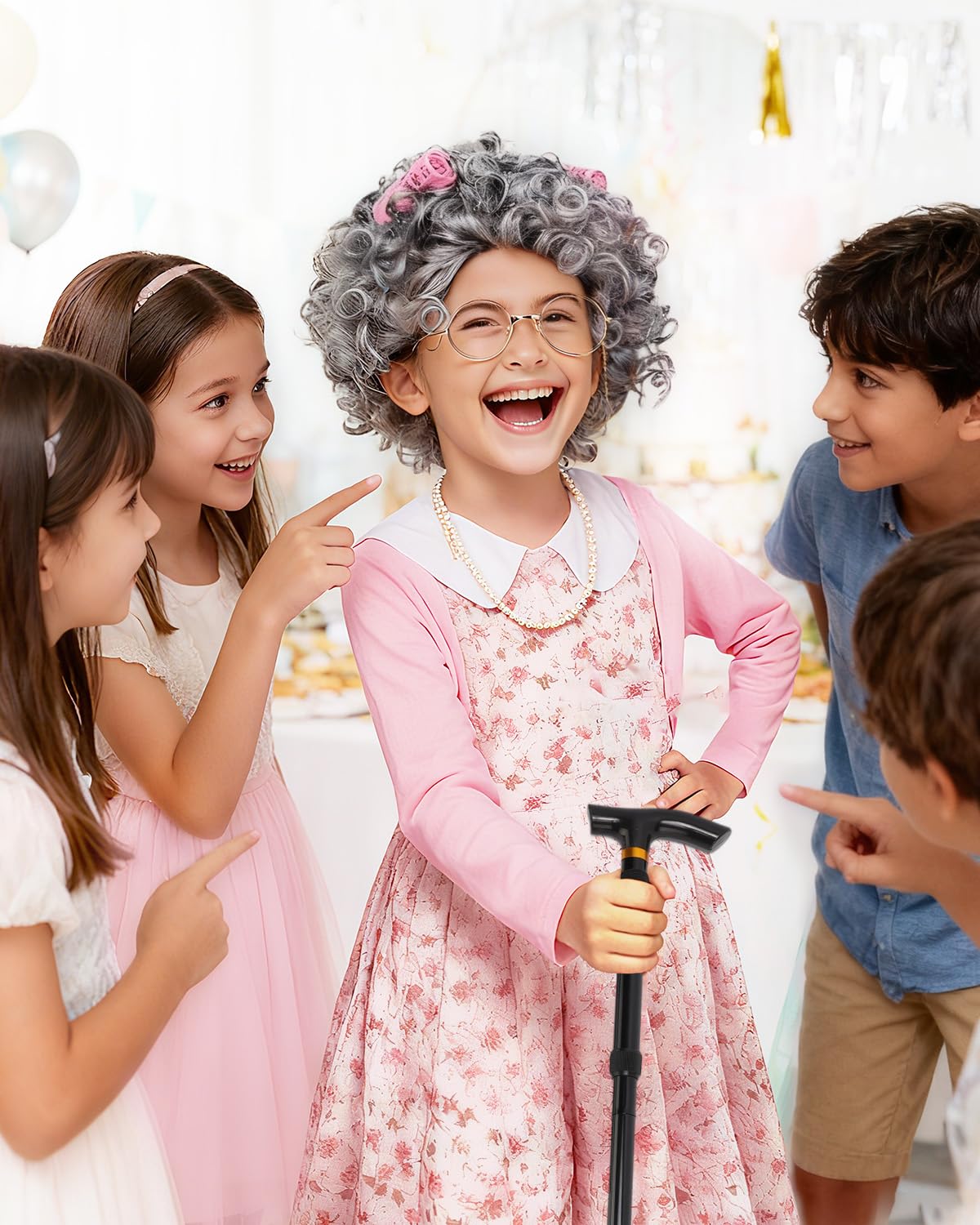 AXINYINGESS 100 Days of School Old Lady Costume Set for Girls – Granny Dress Up Kit