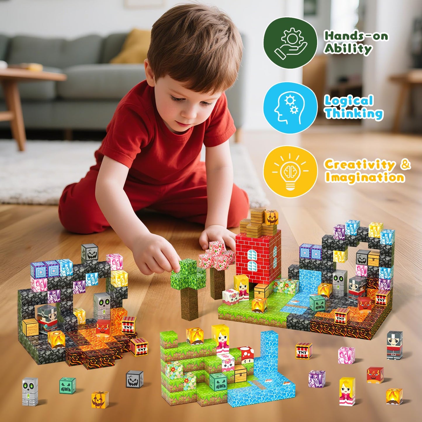 Axirata 208 PCS Magnetic Building Blocks – STEM Toy for Kids 3+ and Up