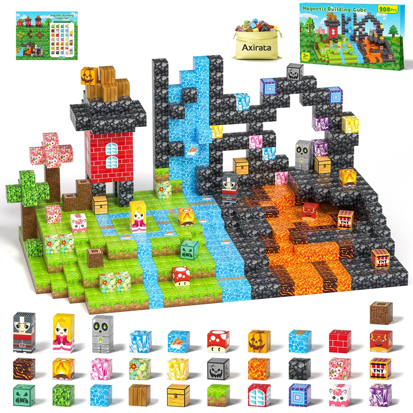 Axirata 208 PCS Magnetic Building Blocks – STEM Toy for Kids 3+ and Up