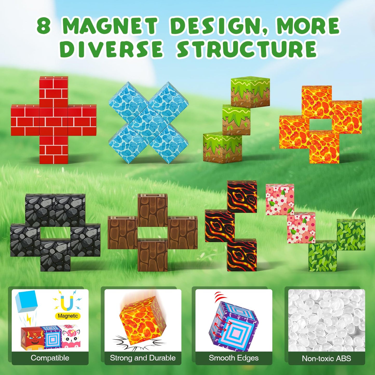 Axirata 208 PCS Magnetic Building Blocks – STEM Toy for Kids 3+ and Up