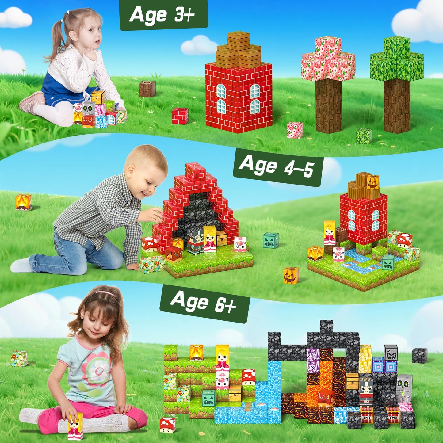 Axirata 208 PCS Magnetic Building Blocks – STEM Toy for Kids 3+ and Up