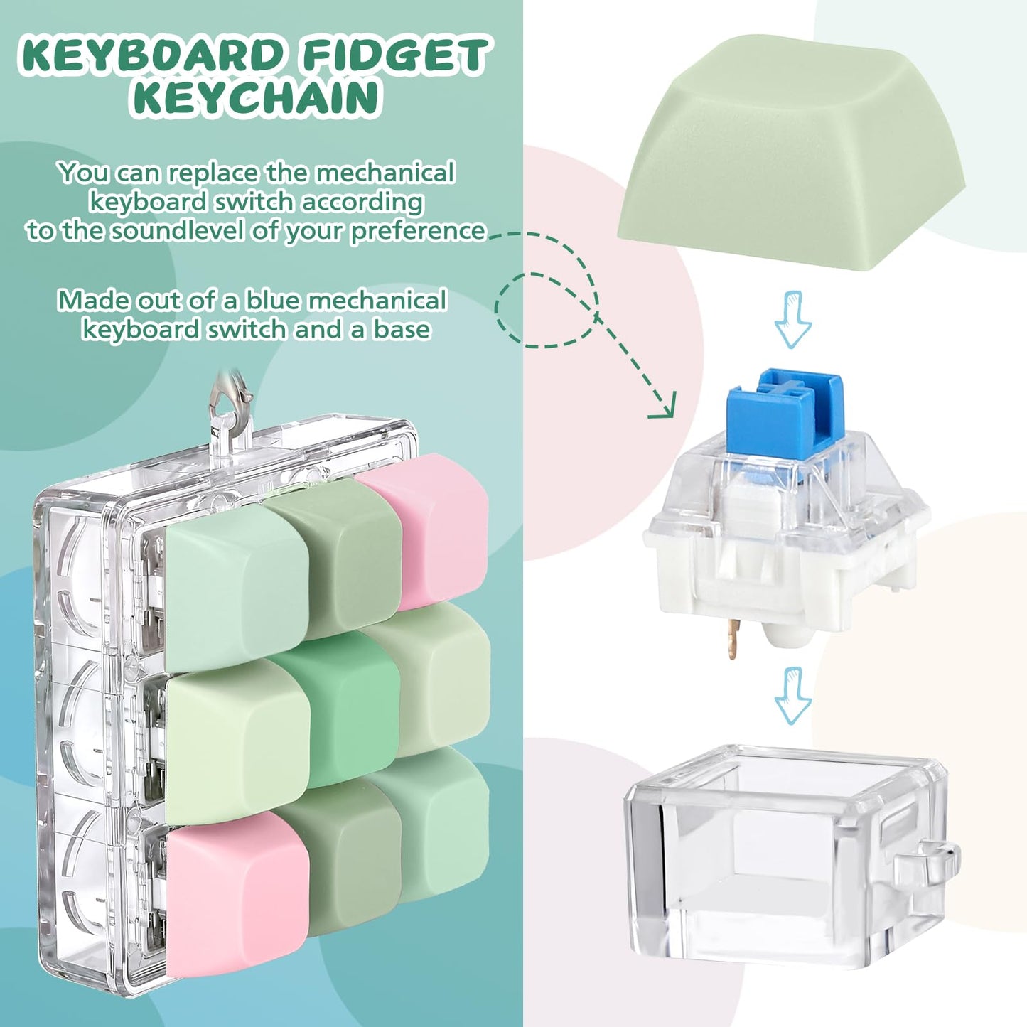 Axlksia Keyboard Fidget Toy (Style Y) – Portable Stress Relief & Focus Keychain