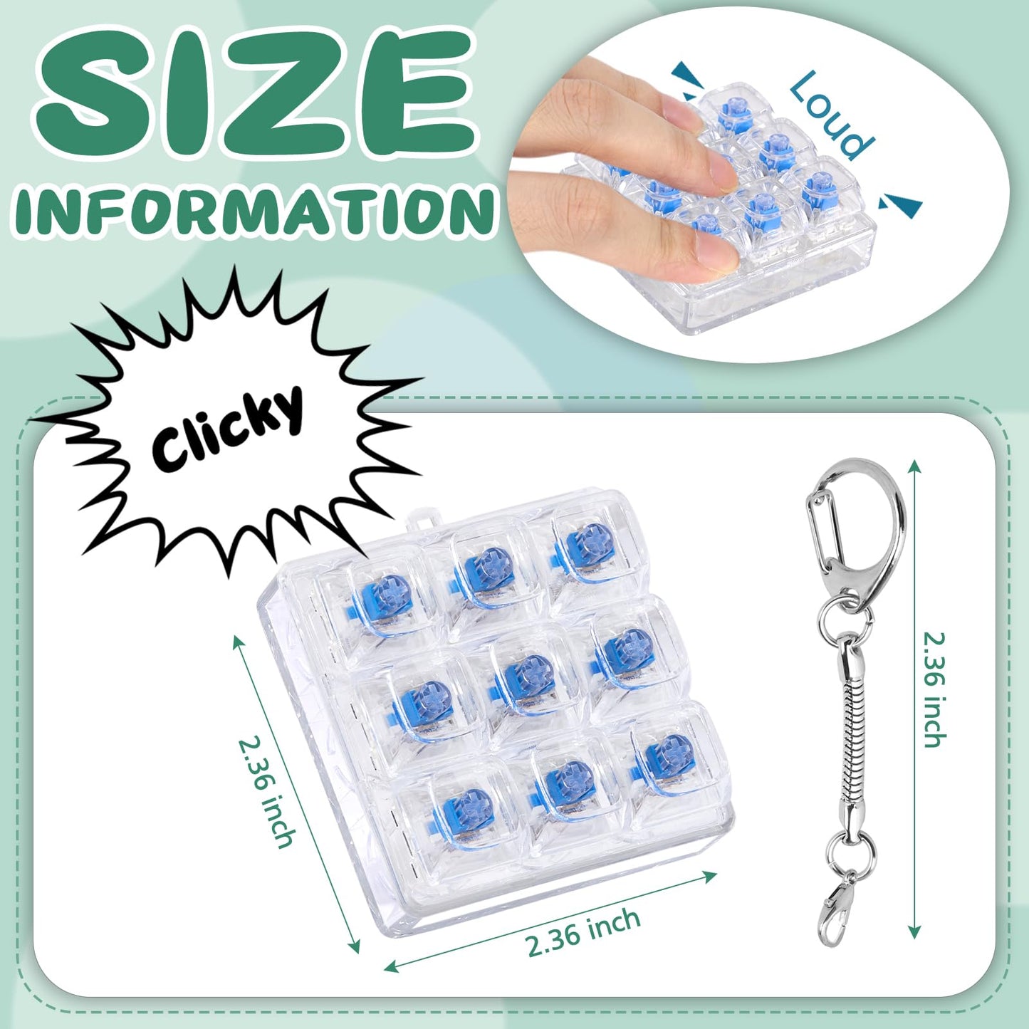 Axlksia Keyboard Fidget Toy – Portable Clicker Keychain for Stress Relief (Style E)