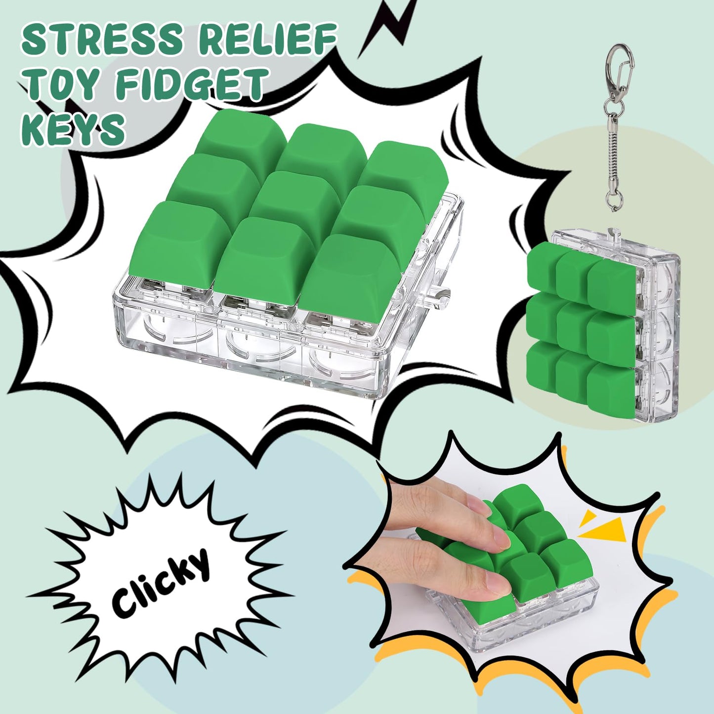 Axlksia Keyboard Fidget Toy – Stress-Relief Button Keychain (Style P)