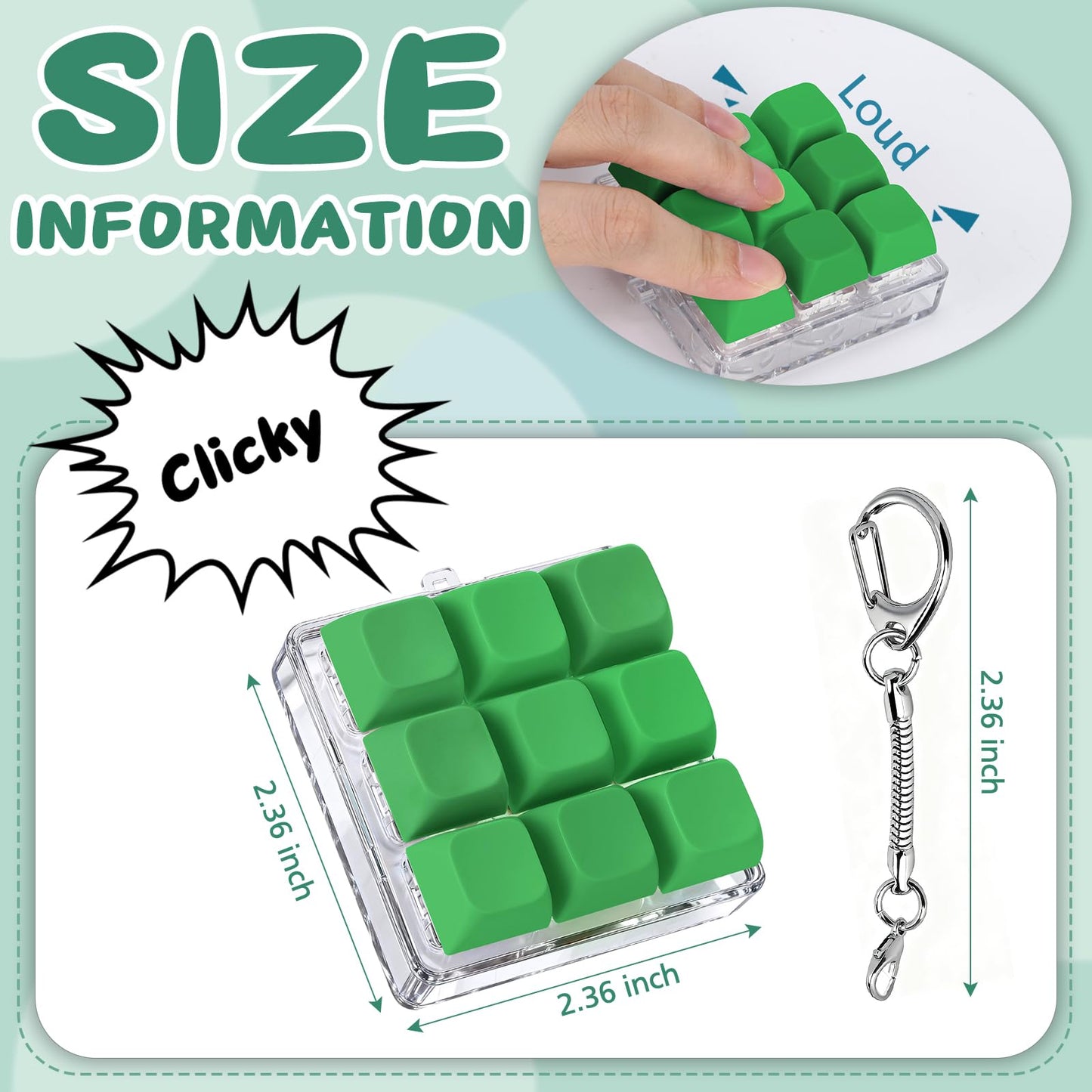 Axlksia Keyboard Fidget Toy – Stress-Relief Button Keychain (Style P)
