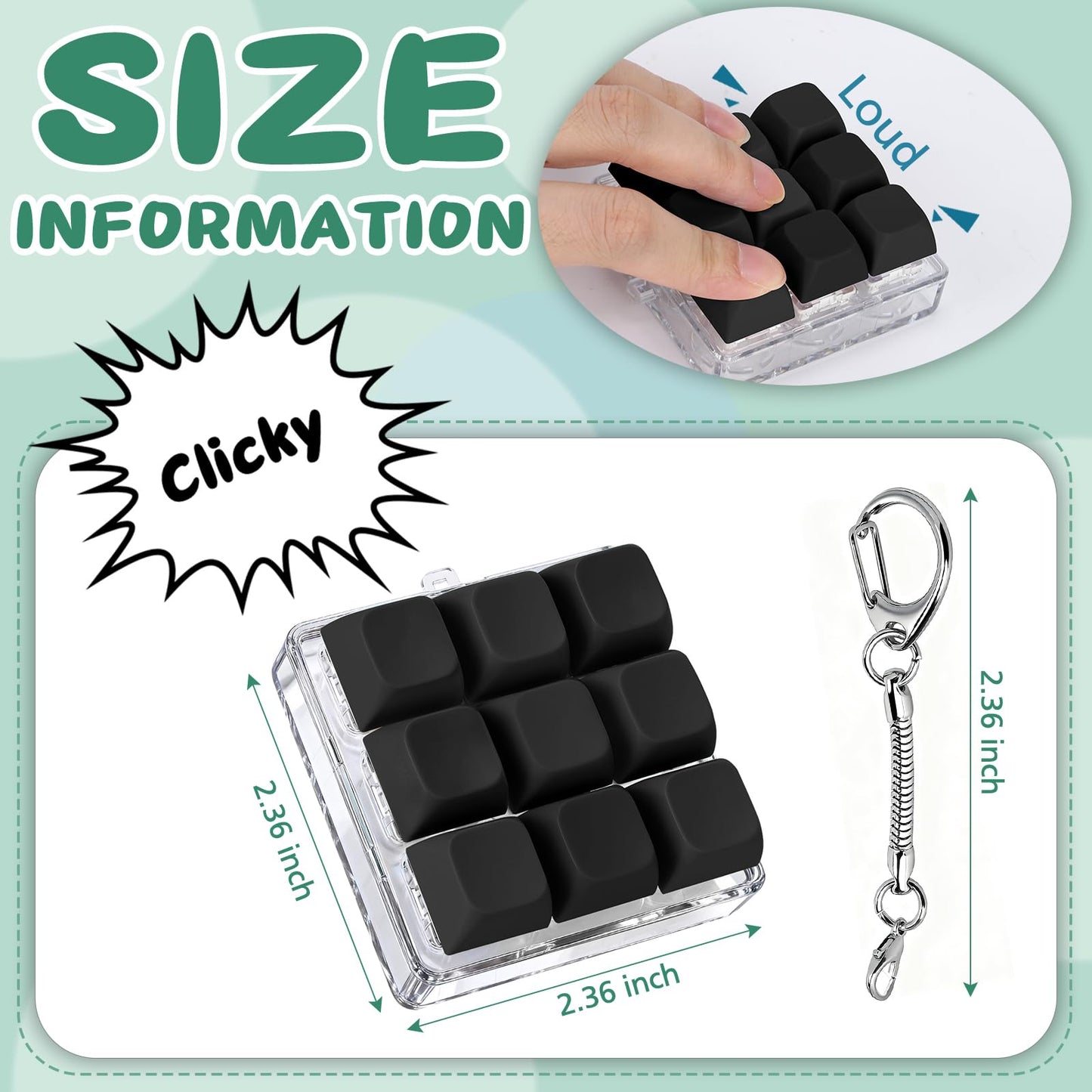 Axlksia Keyboard Fidget Toy – Portable Fidget Keychain for Stress Relief & Focus