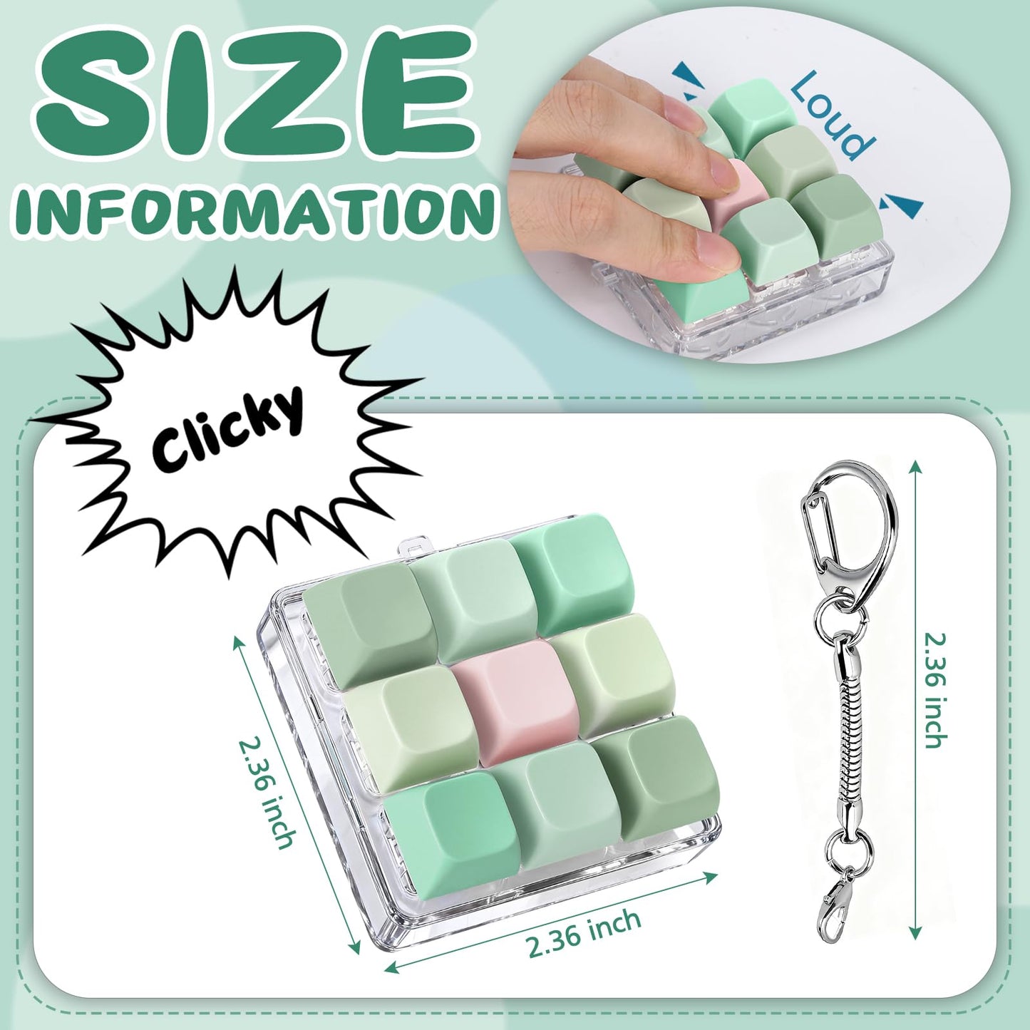 Axlksia Keyboard Fidget Toy – Portable Fidget Clicker Keychain for Focus and Stress Relief (Style Z)