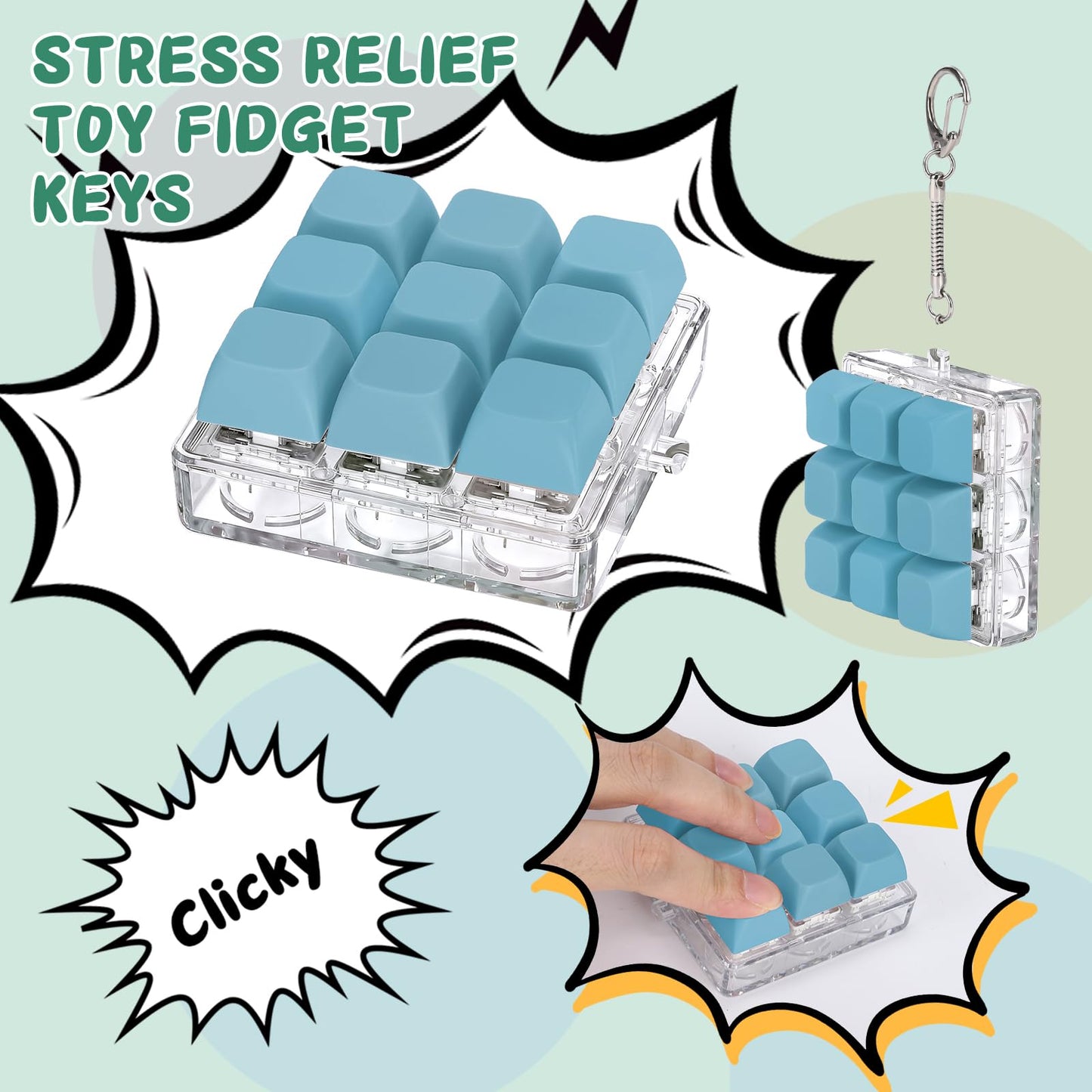 Axlksia Keyboard Fidget Toy – Clicker Keychain for Stress Relief & Focus (Style H)