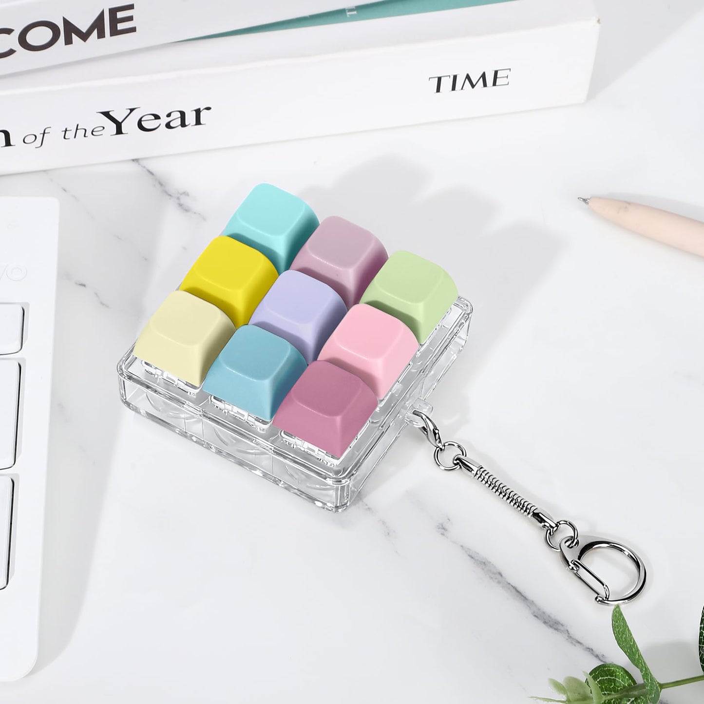 Axlksia Keyboard Fidget Toy | Portable Clicker Keychain for Stress Relief & Focus (Style U)