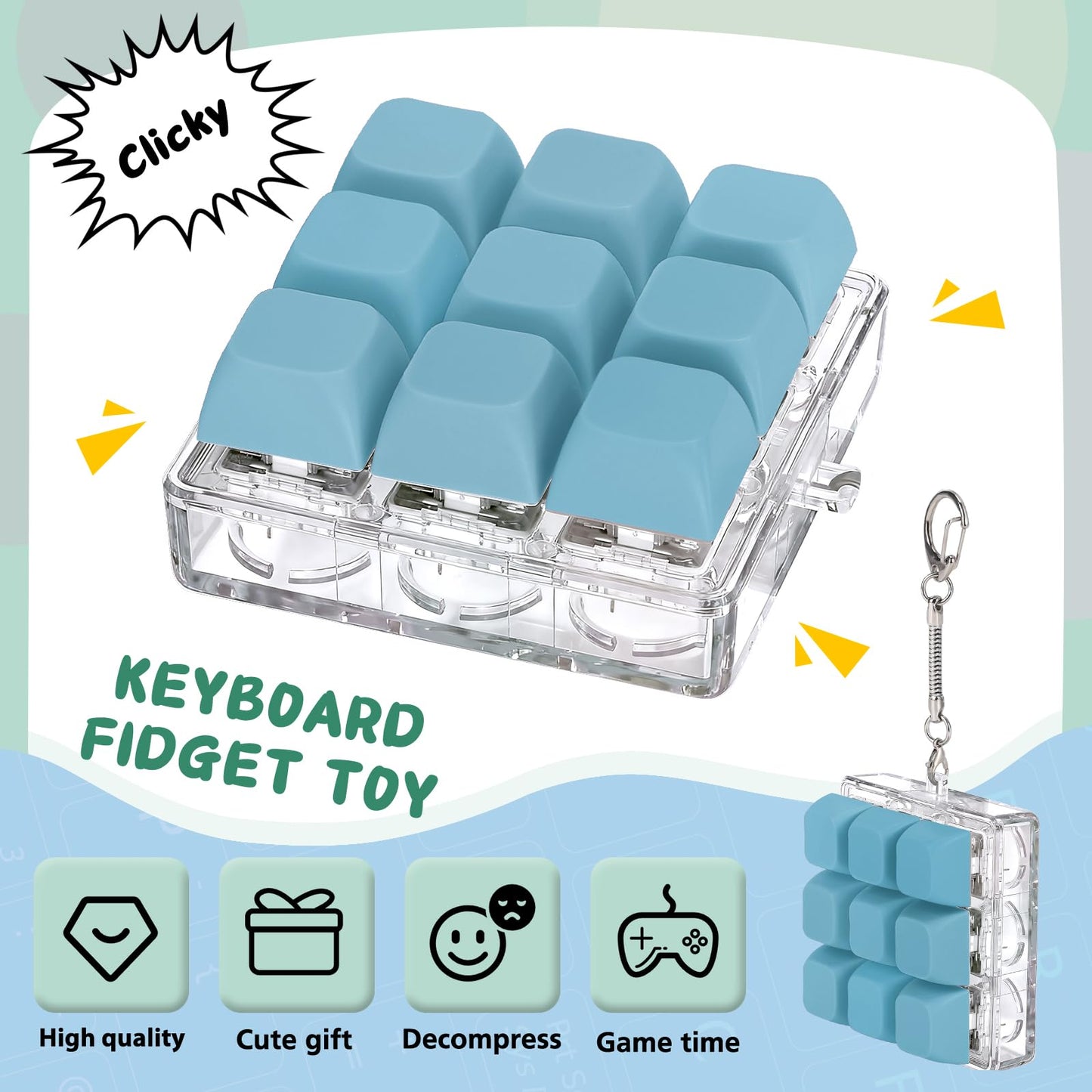 Axlksia Keyboard Fidget Toy – Clicker Keychain for Stress Relief & Focus (Style H)