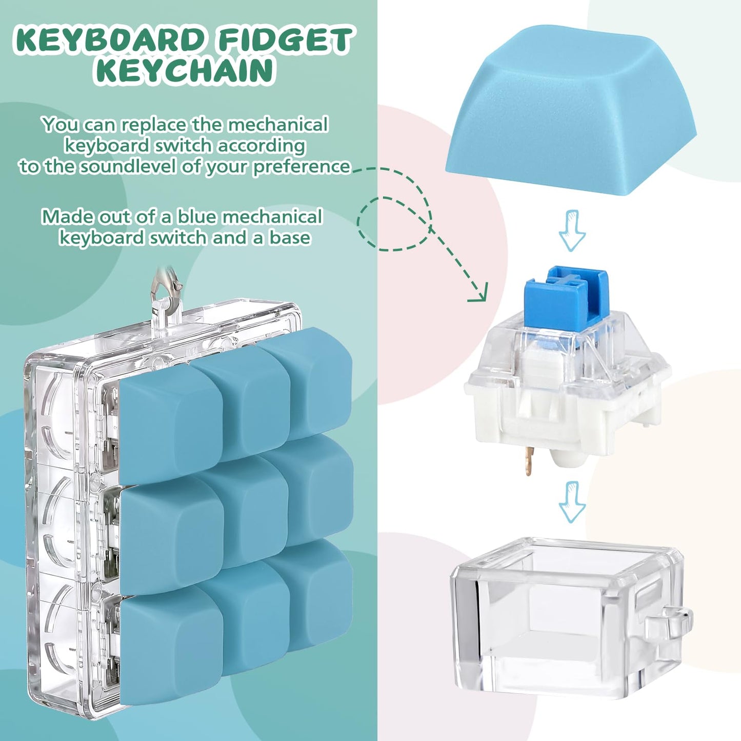 Axlksia Keyboard Fidget Toy – Clicker Keychain for Stress Relief & Focus (Style H)